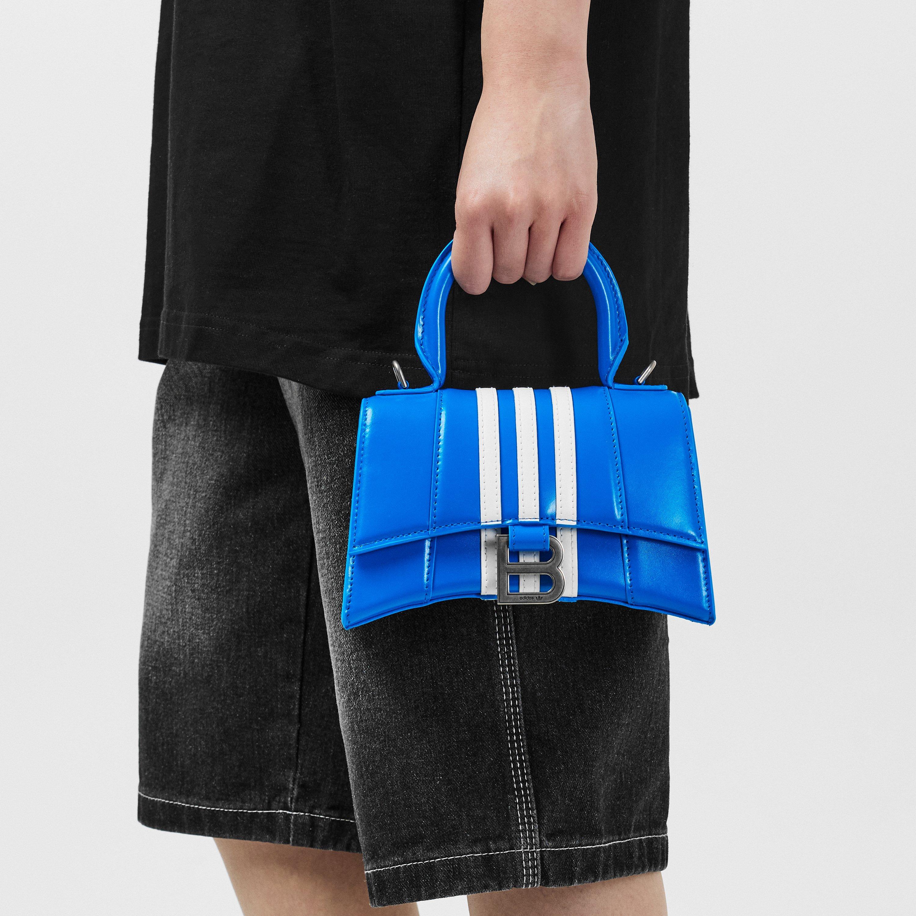 Blue/White - Balenciaga - Hour Glass Croc Cross Body Bag - 3