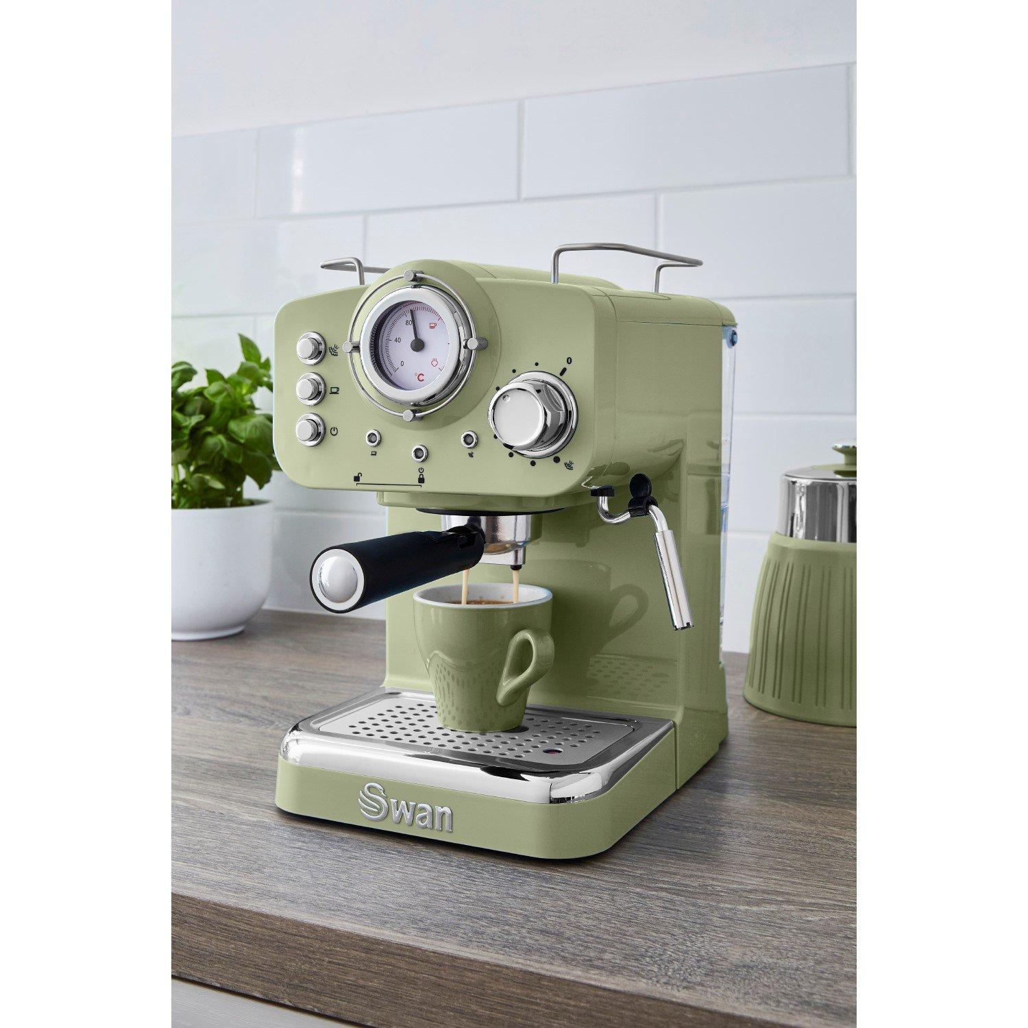 Green - Swan - Retro Pump Espresso Coffee Machine - Green - 12