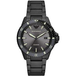 Emporio Armani World Explorer Three Hand Date Black Stainless Steel Watch AR11398