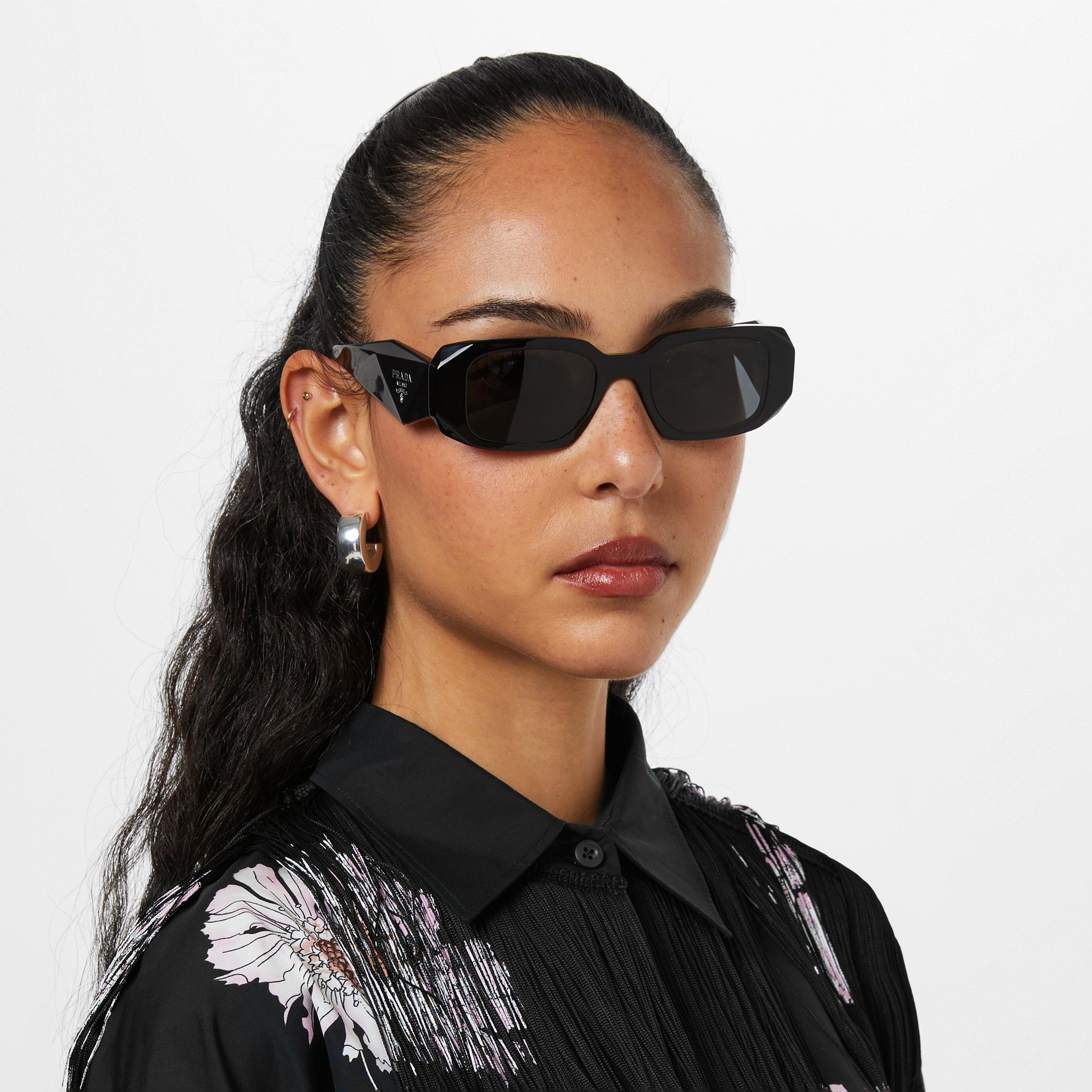 Dark Grey - Prada - Women's Rectangular Sunglasses - 3