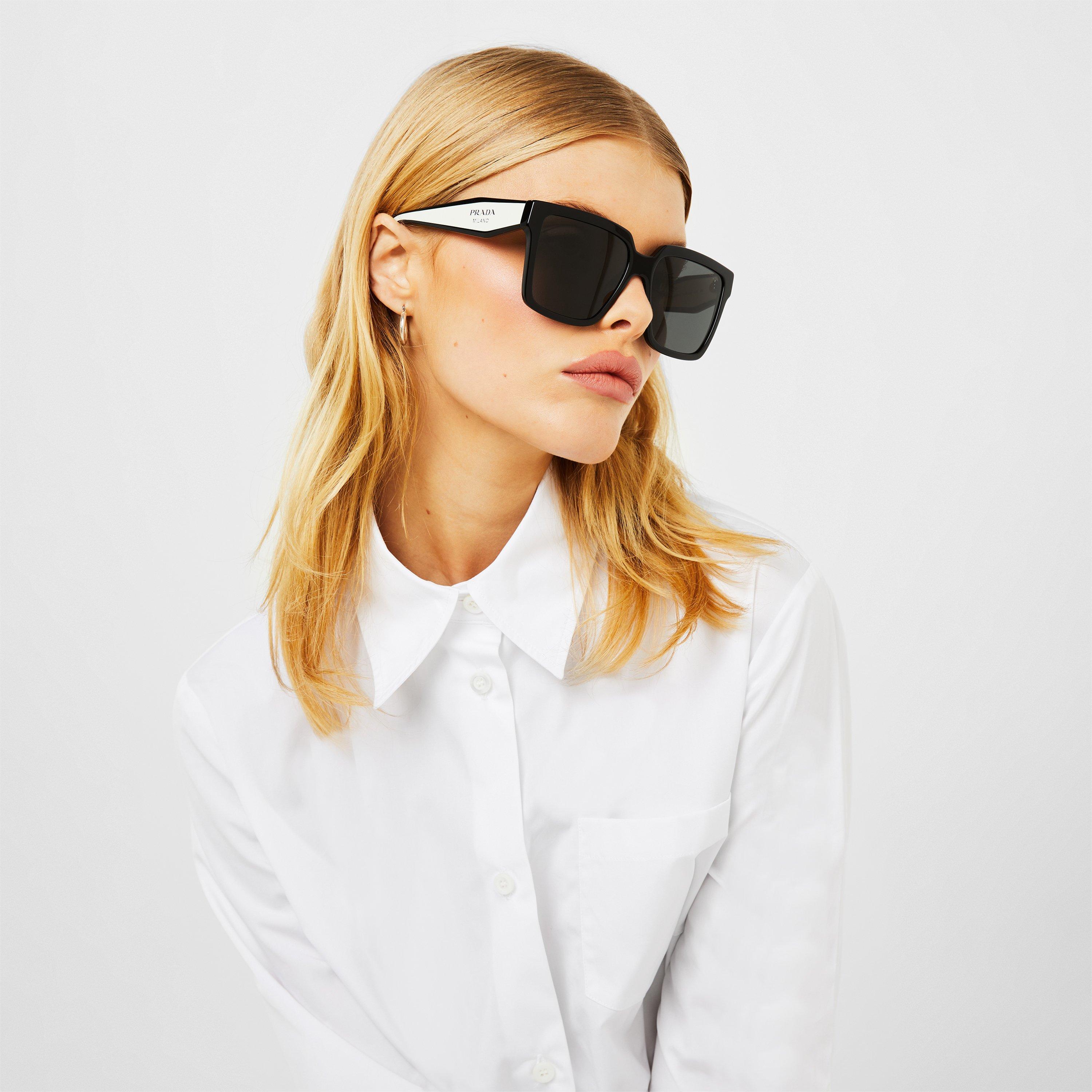 Dark Grey - Prada - Women's Prada Logo Sunglasses - 3