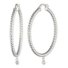 Ralph Lauren Rope Twist Diamond Hoop Earrings