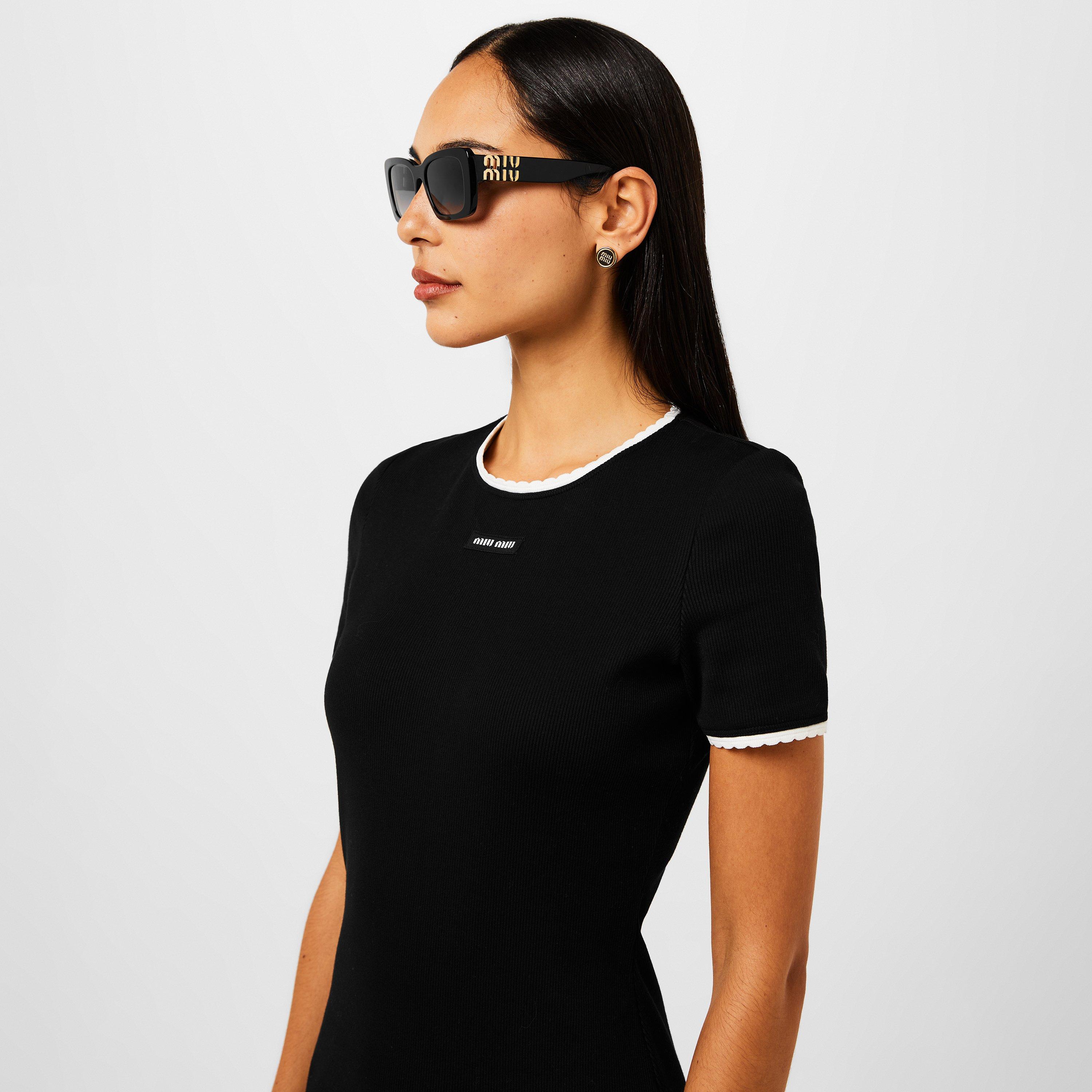 Grey - Miu Miu - Rectangle Sunglasses - 2