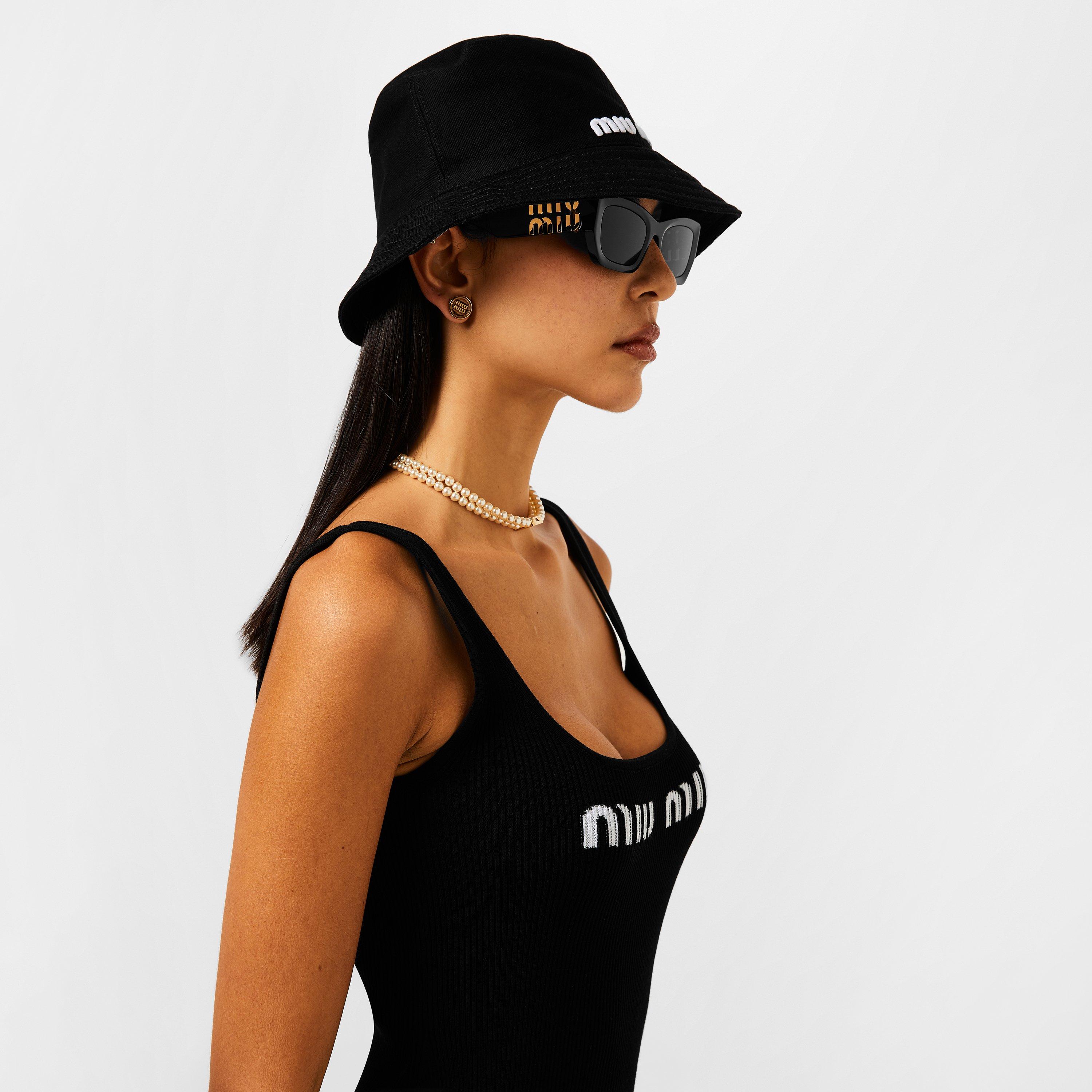 Grey - Miu Miu - Women's Logo-Plaque Rectangular Sunglasses - 2