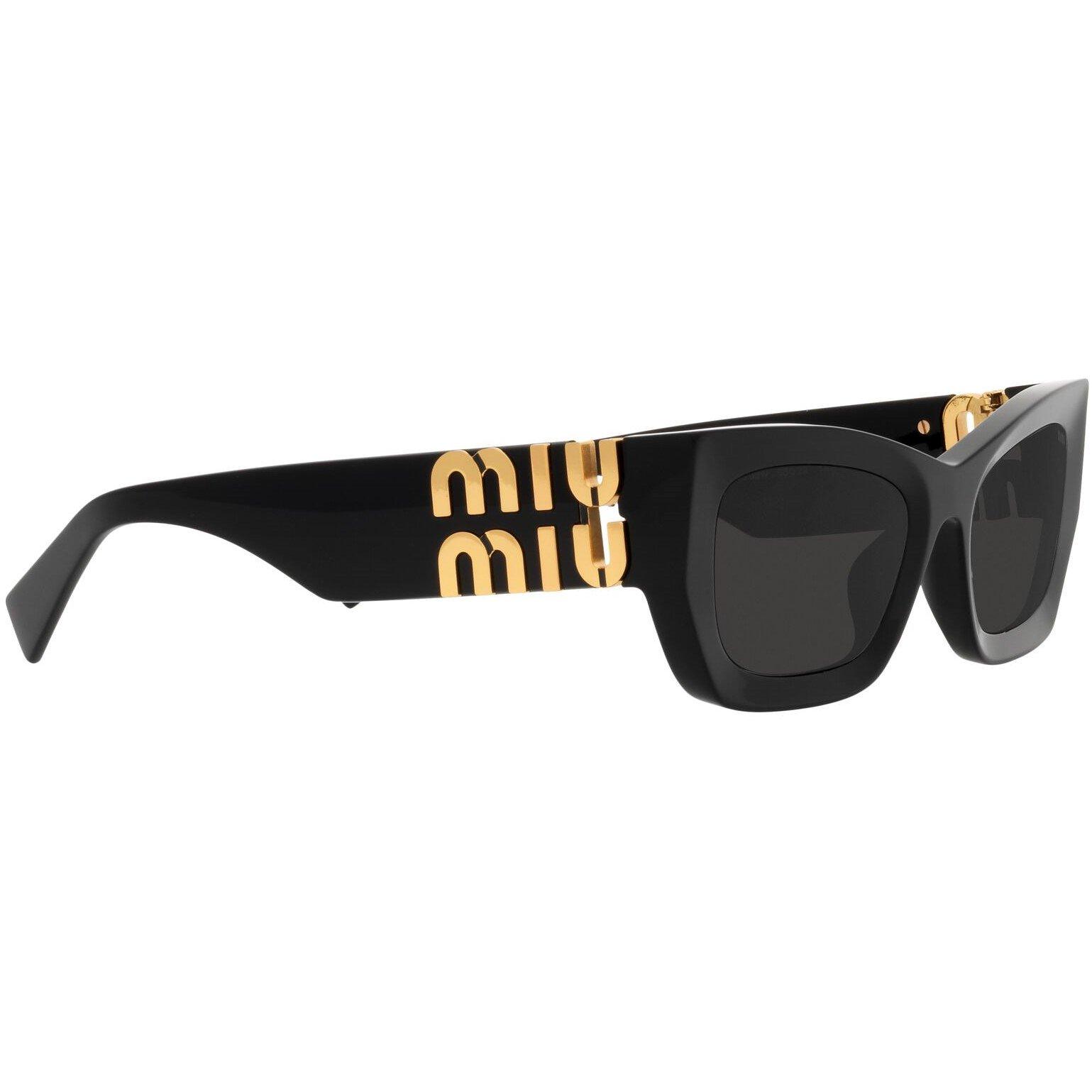 Grey - Miu Miu - Women's Logo-Plaque Rectangular Sunglasses - 11