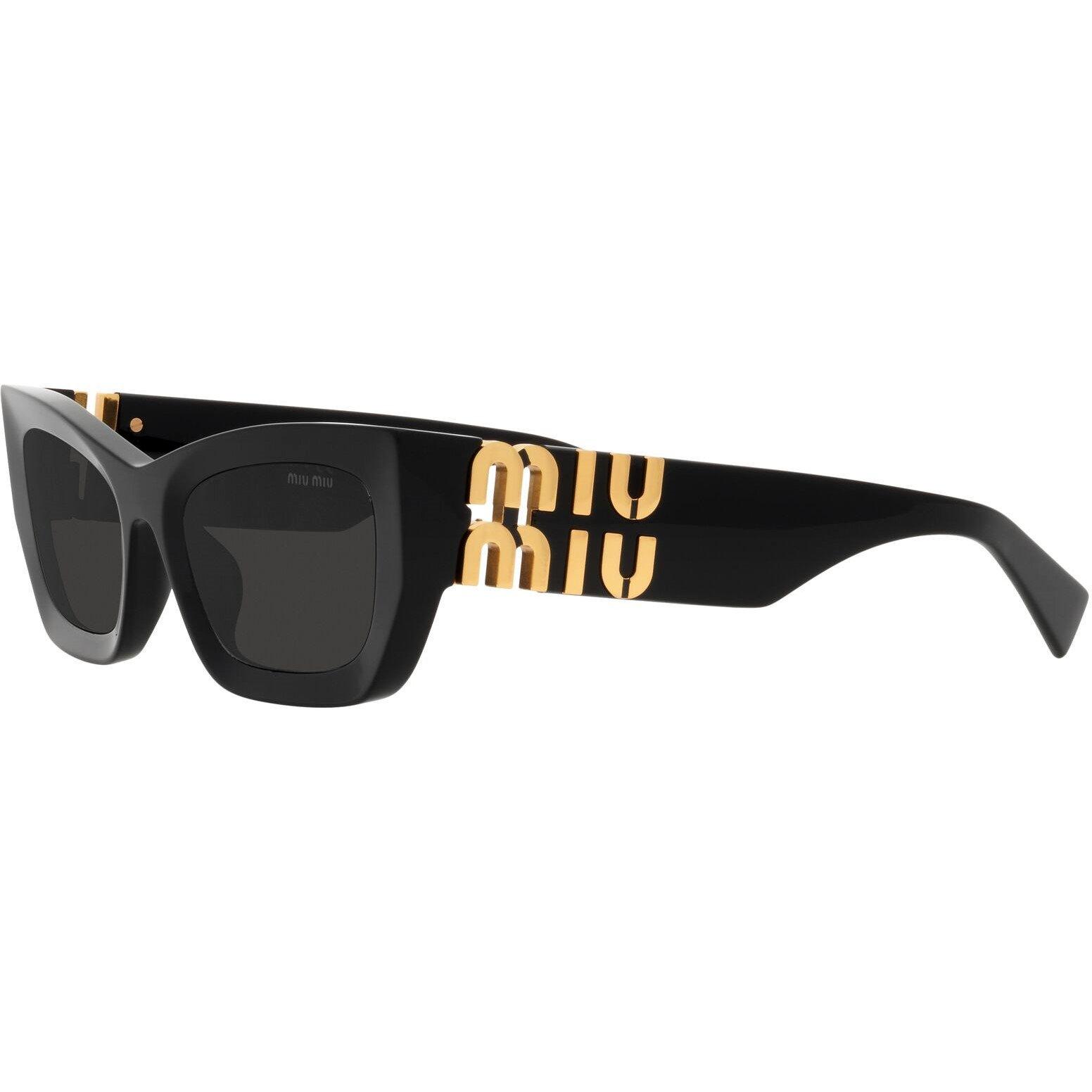 Grey - Miu Miu - Women's Logo-Plaque Rectangular Sunglasses - 3