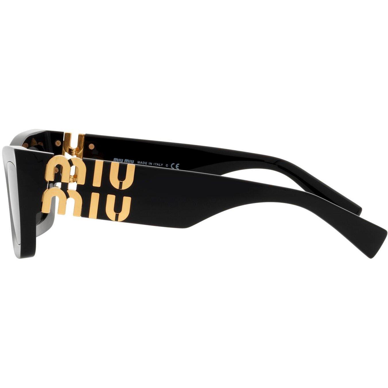 Grey - Miu Miu - Women's Logo-Plaque Rectangular Sunglasses - 4