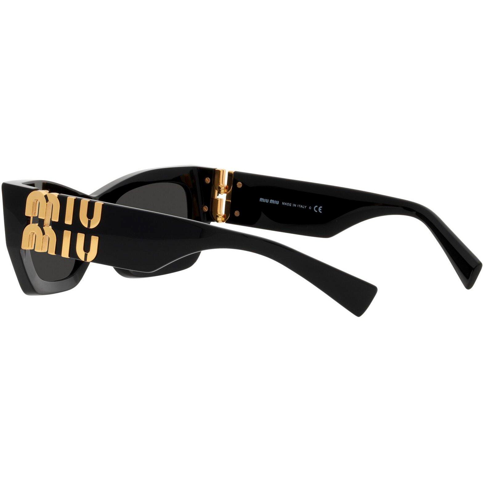 Grey - Miu Miu - Women's Logo-Plaque Rectangular Sunglasses - 5