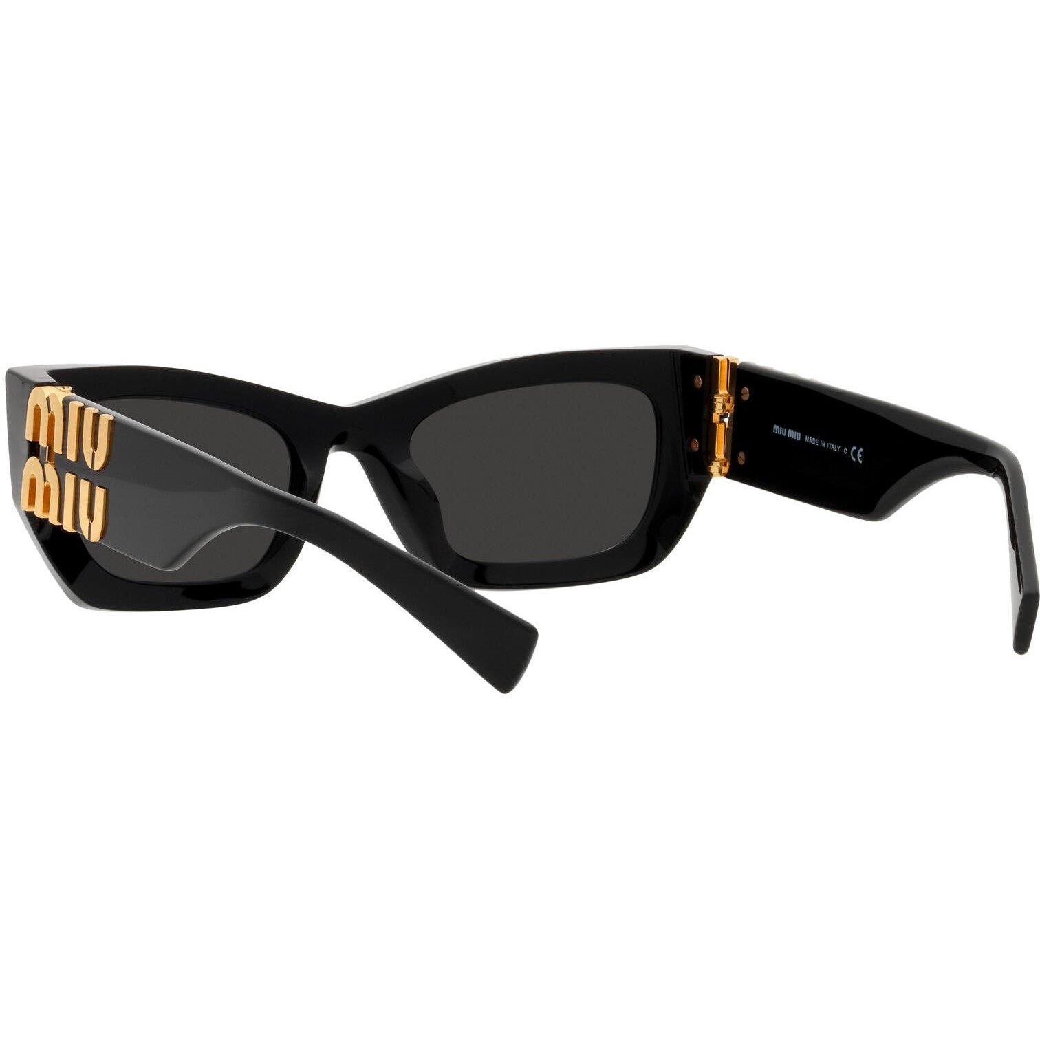 Grey - Miu Miu - Women's Logo-Plaque Rectangular Sunglasses - 6