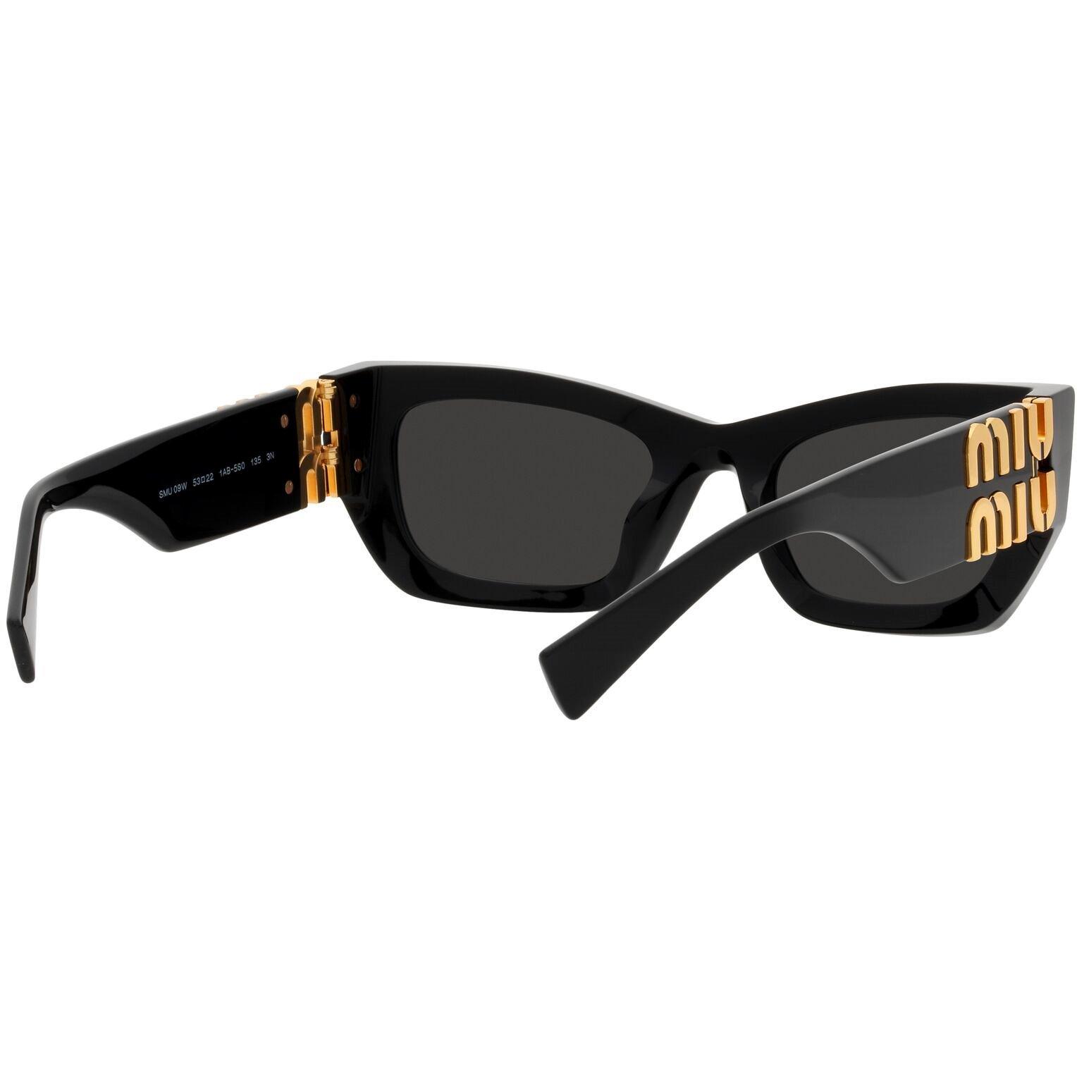 Grey - Miu Miu - Women's Logo-Plaque Rectangular Sunglasses - 8