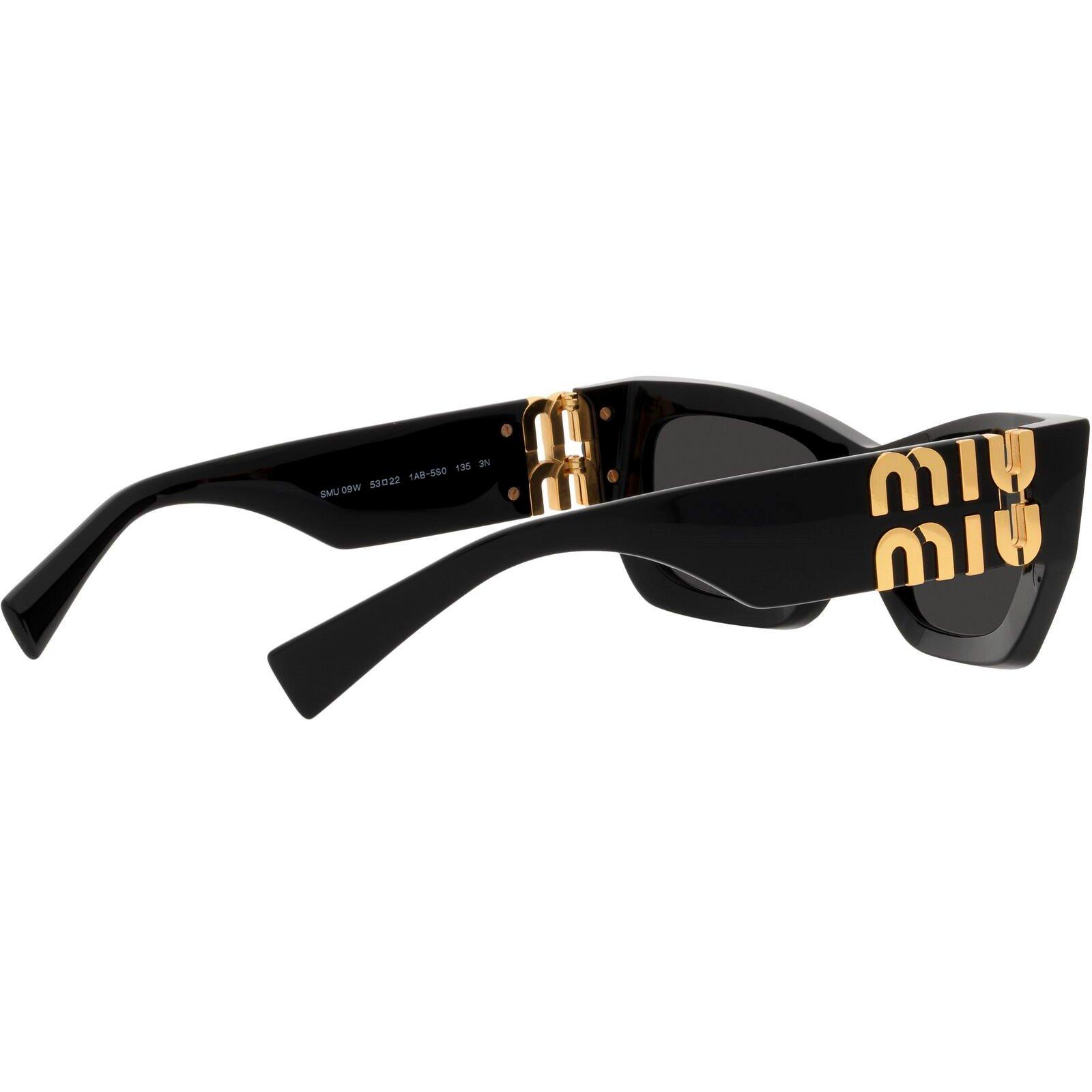 Grey - Miu Miu - Women's Logo-Plaque Rectangular Sunglasses - 9