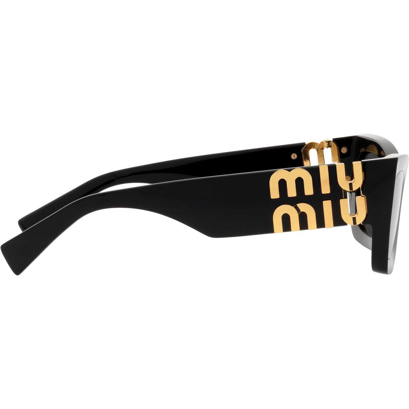Grey - Miu Miu - Women's Logo-Plaque Rectangular Sunglasses - 10