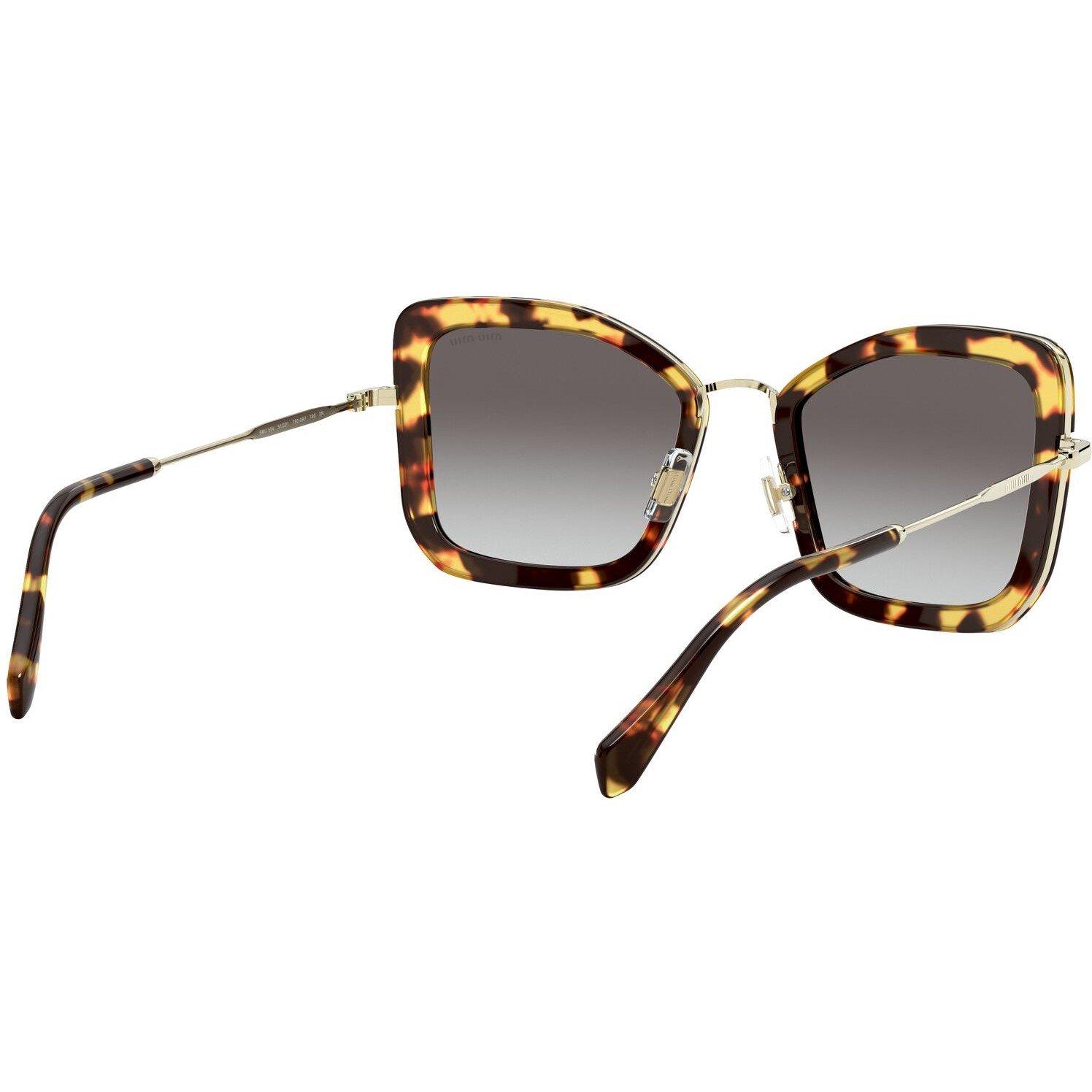 Grey - Miu Miu - Tortoise Shell Square Sunglasses - 8