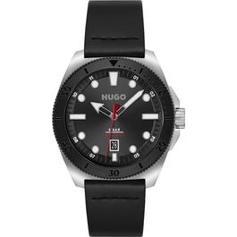 Hugo Gents HUGO VISIT Black Leather Strap Watch