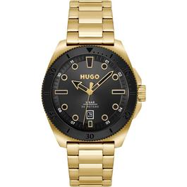 Hugo Gents HUGO VISIT Gold IP Bracelet Watch