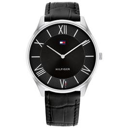 Tommy Hilfiger Mens watch with black croc leather strap