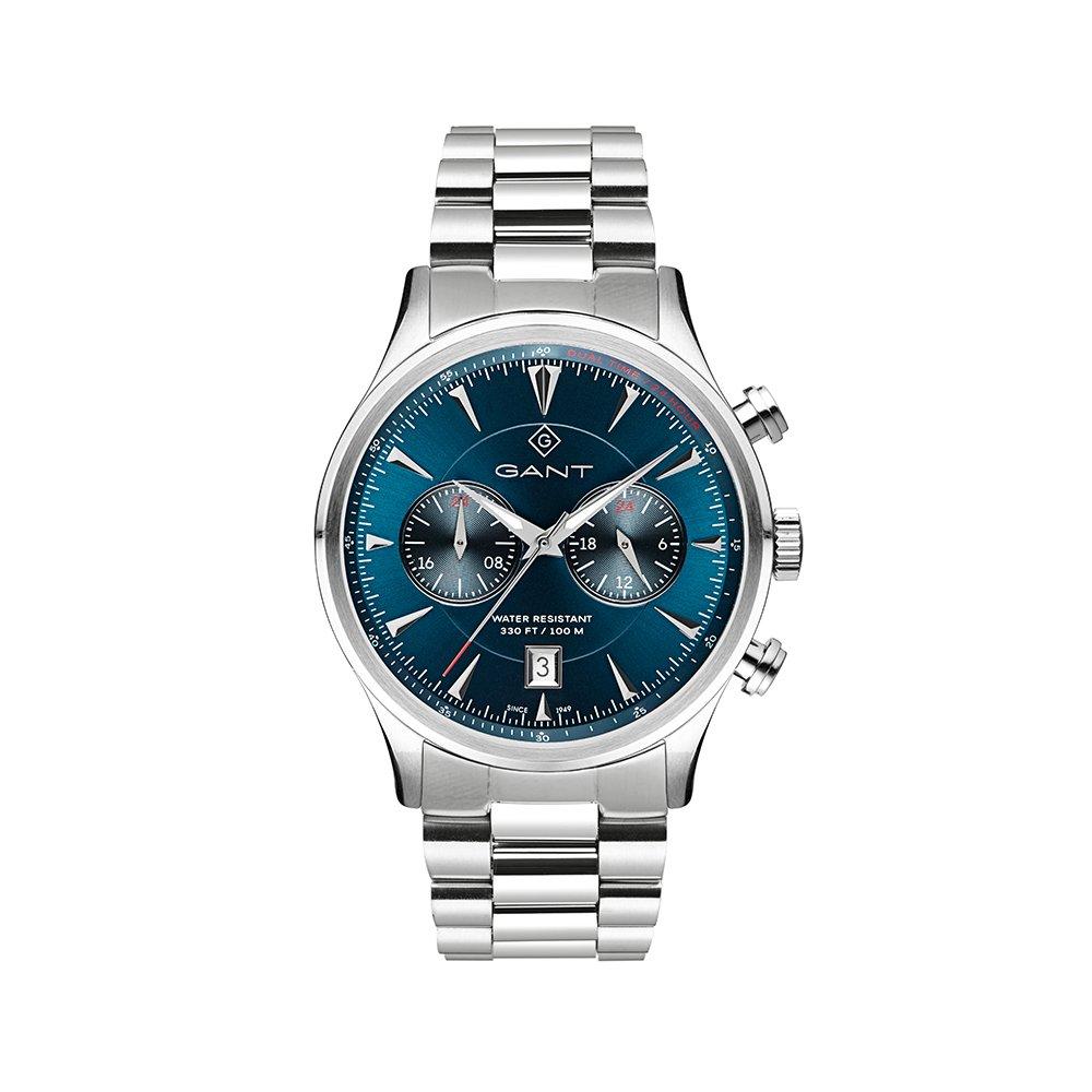 Gant Men's Sussex 44 Black-Metal Bcg Watch Stainless Steel Watch - Silver/Blue