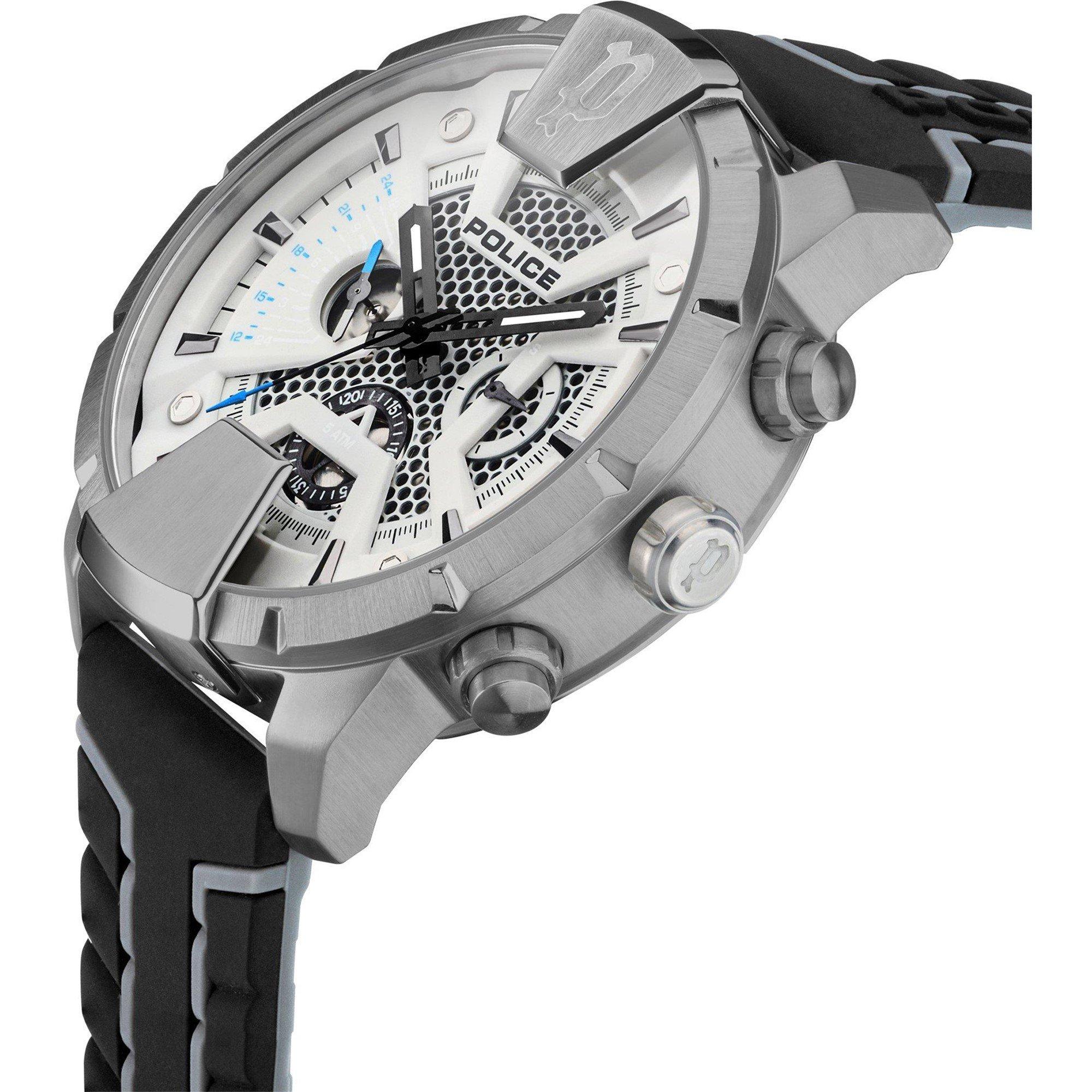 Black - Police - Silicone Strap Quartz Watch - 2