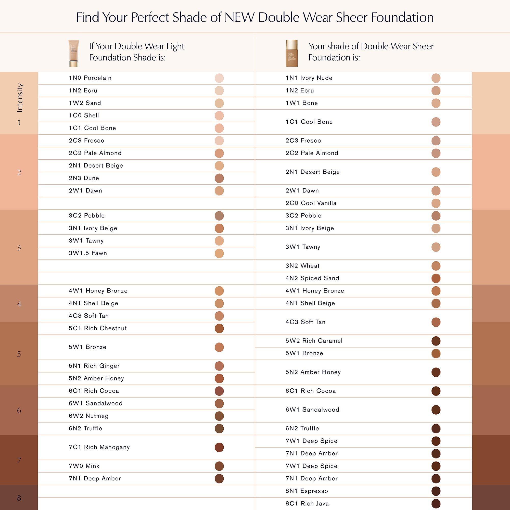 1W1 Bone - Estee Lauder - Double Wear Sheer Long-Wear Foundation SPF20 30ml - 8