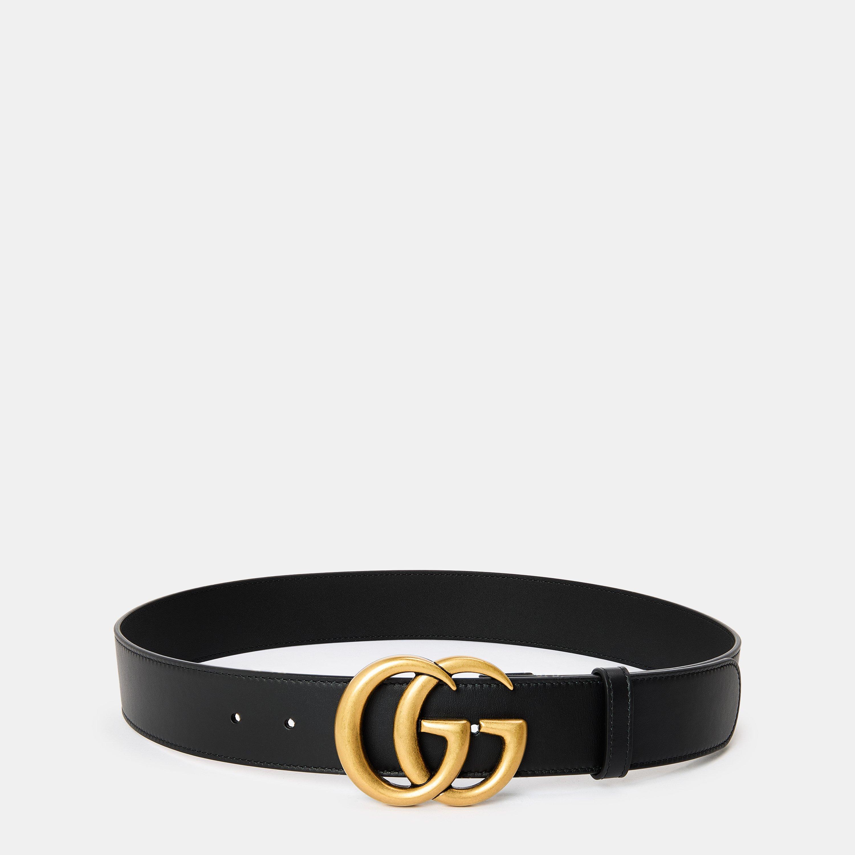 Nero - Gucci - Women's Plain Leather Marmont Belt - 1