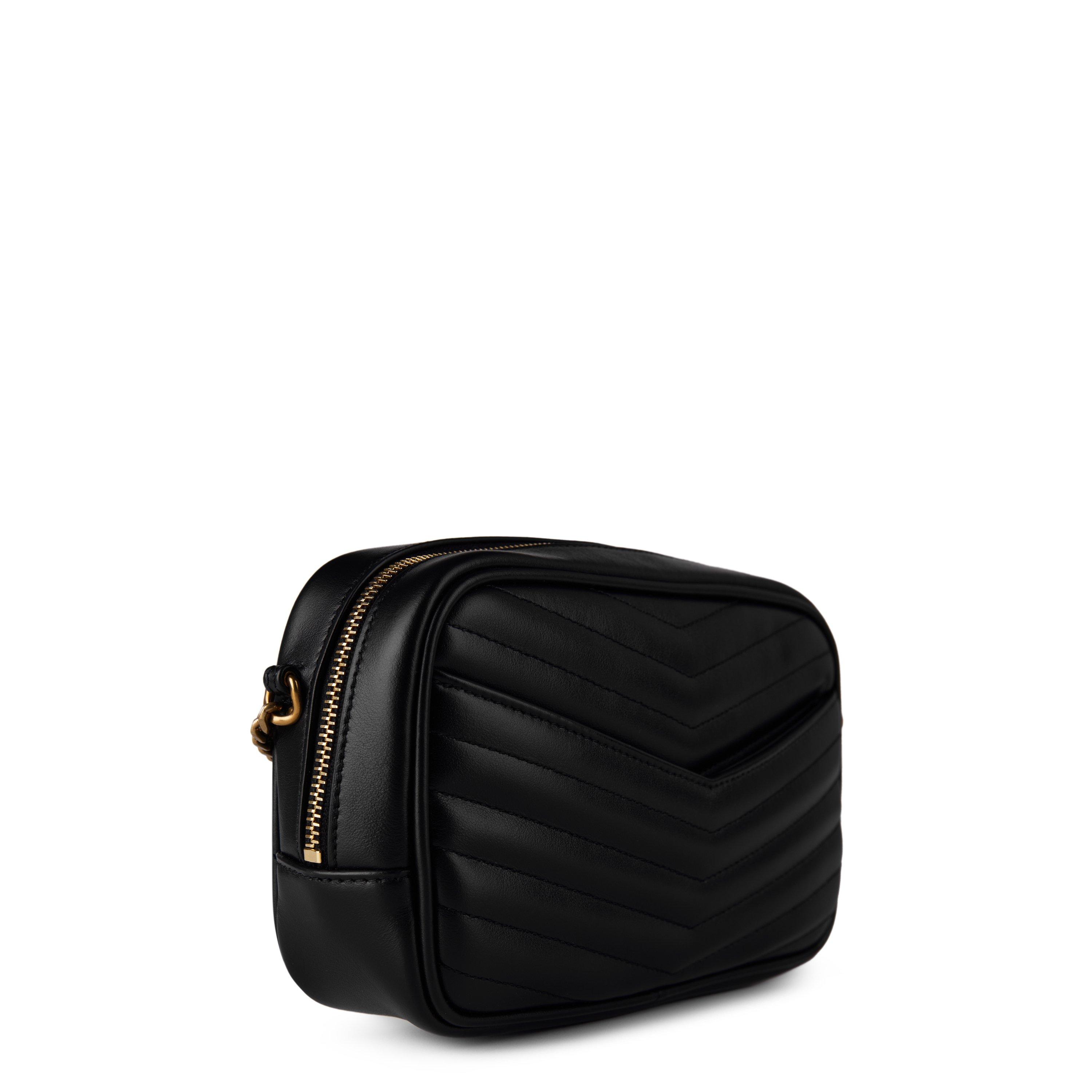 Black/Gold - Saint Laurent - Lou Mini Leather Shoulder Bag - 3