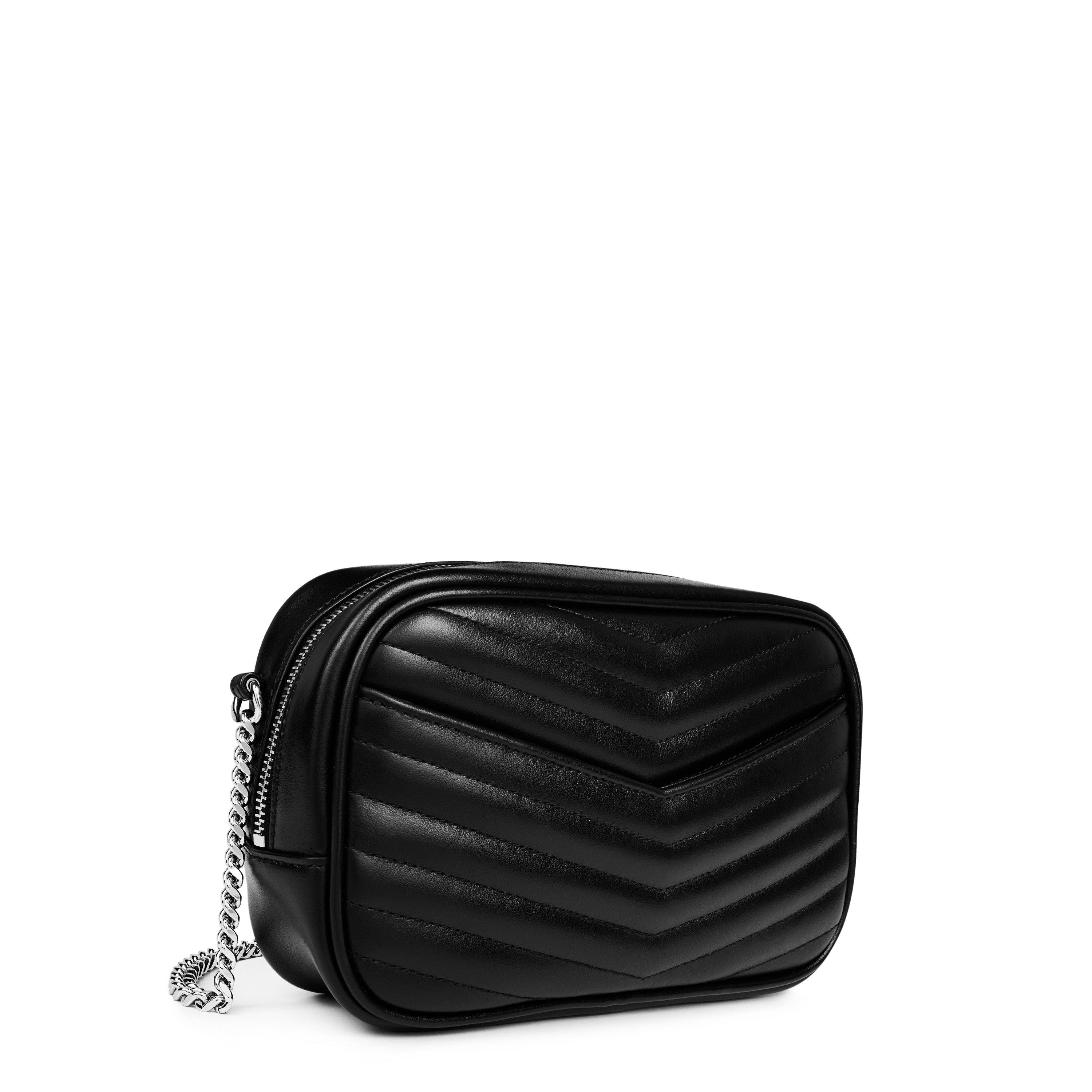 Black/Silver - Saint Laurent - Lou Mini Leather Shoulder Bag - 3