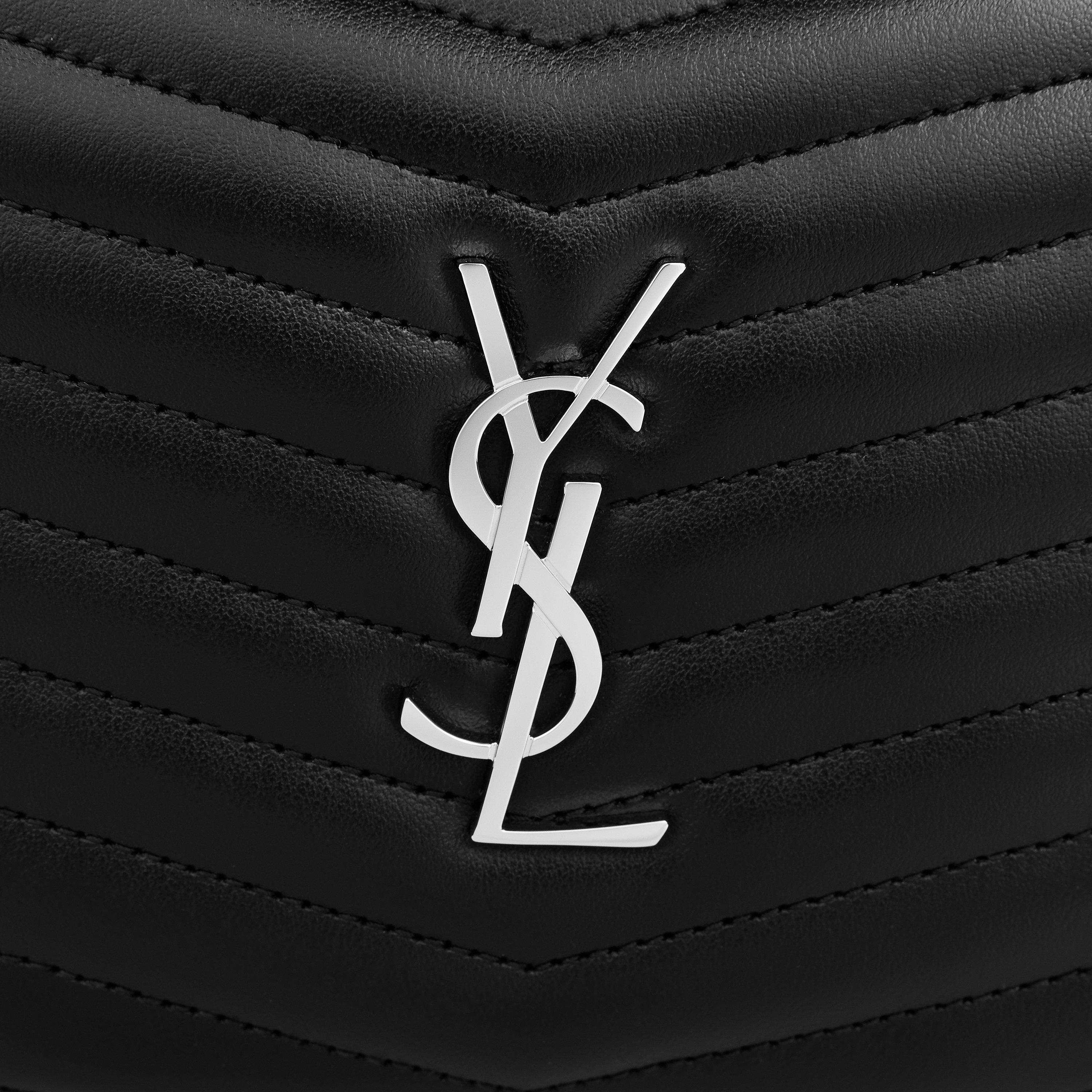 Black/Silver - Saint Laurent - Lou Mini Leather Shoulder Bag - 5