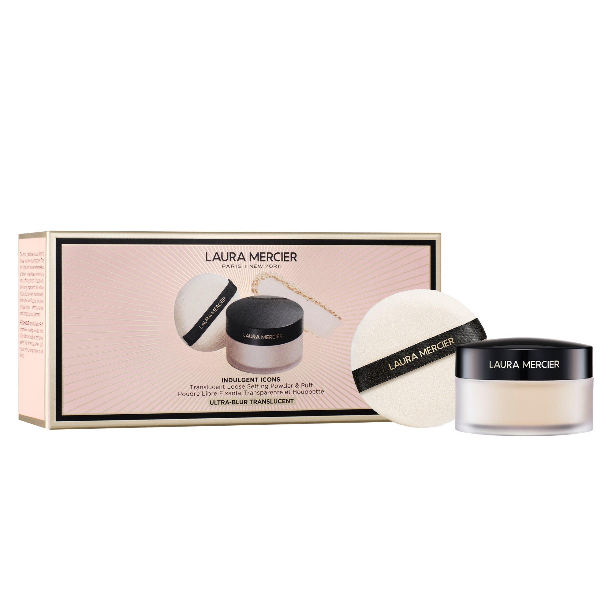 Laura Mercier Indulgent Icons - Ultra-Blur Translucent Loose Setting Powder + Puff - Clear