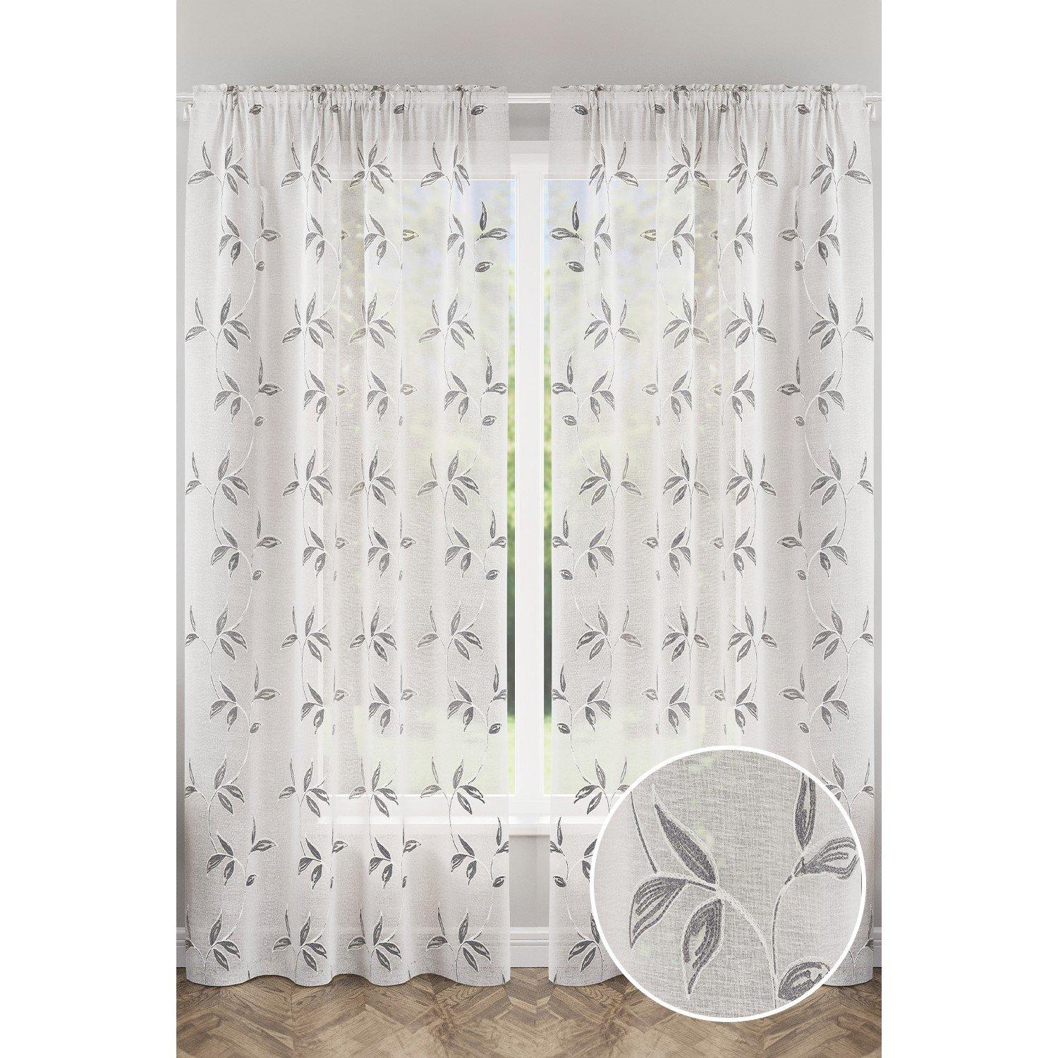 Oasis Embroidered Leaf Design Voile Panels - Pair