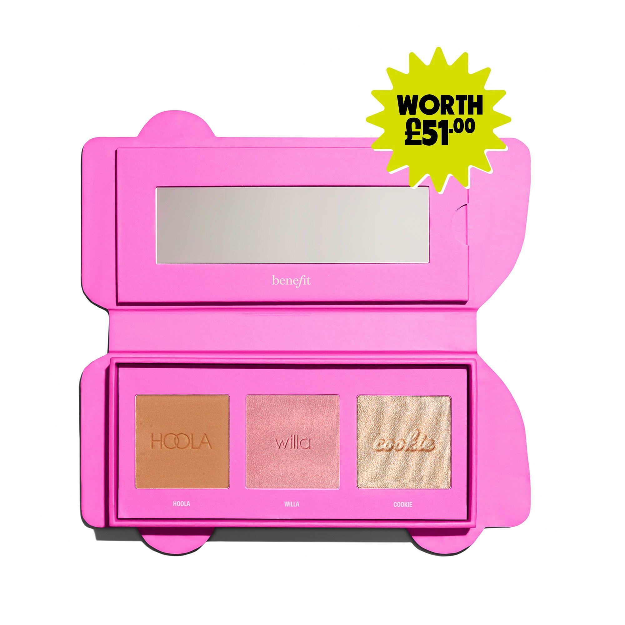 Multi - Benefit - Beauty Bus Stop (worth £51) Hoola Bronzer Blusher & Cookie Highlighter Cheek Gift Palette - 4