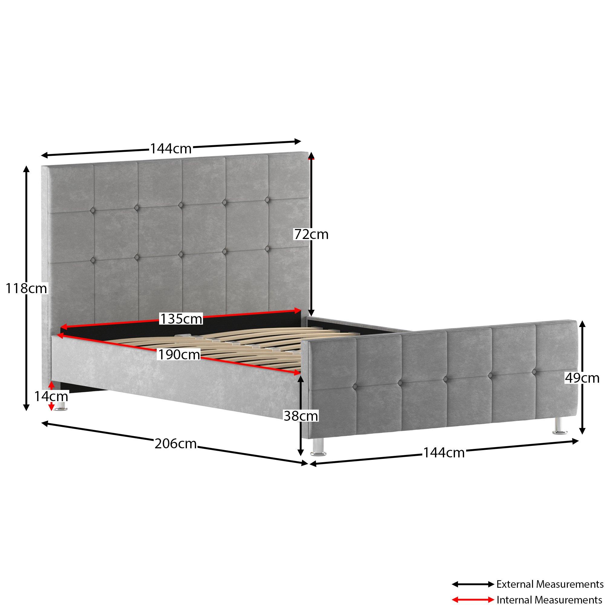 Light Grey Velv - Lassic - Vida Designs Valentina Double Bed UKFR - 2