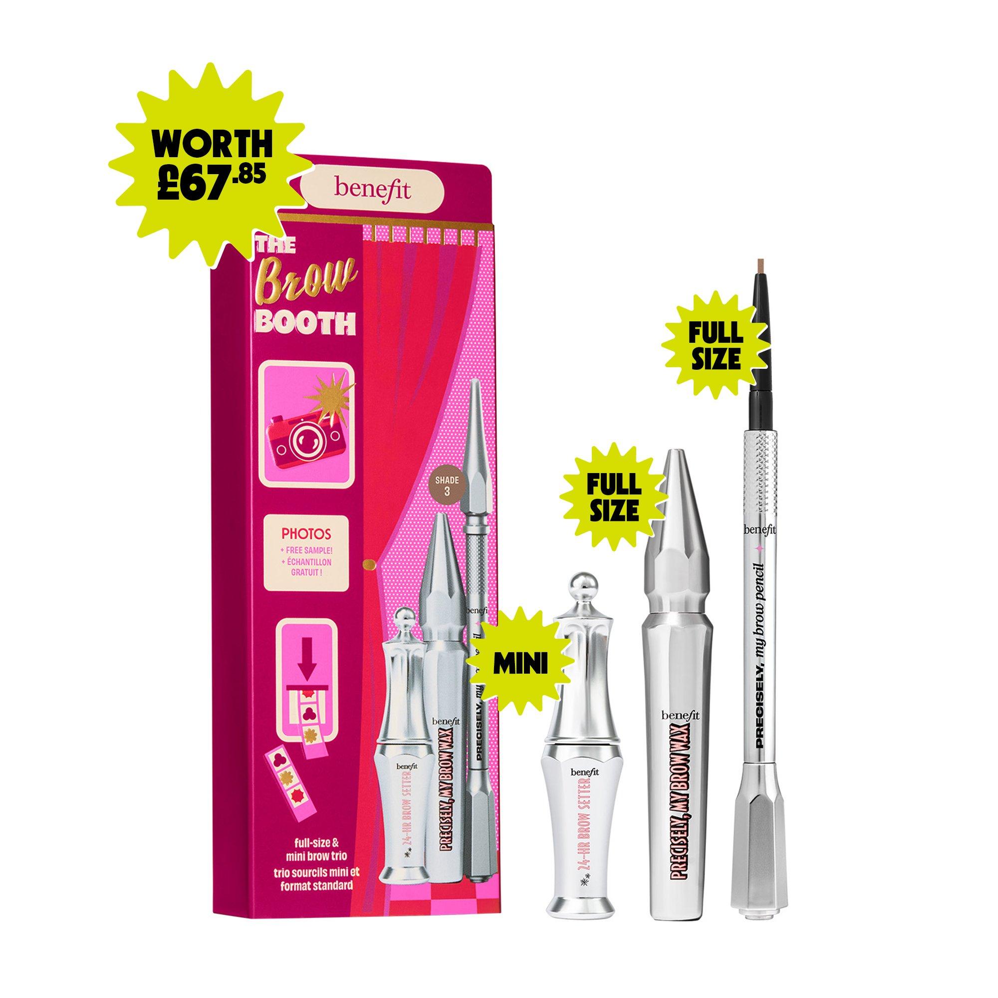 Shade 3 - Benefit - The Brow Booth (worth £67) Shade 3 Precisely My Brow Pencil Wax & 24 Hour Brow Gel Set - 4