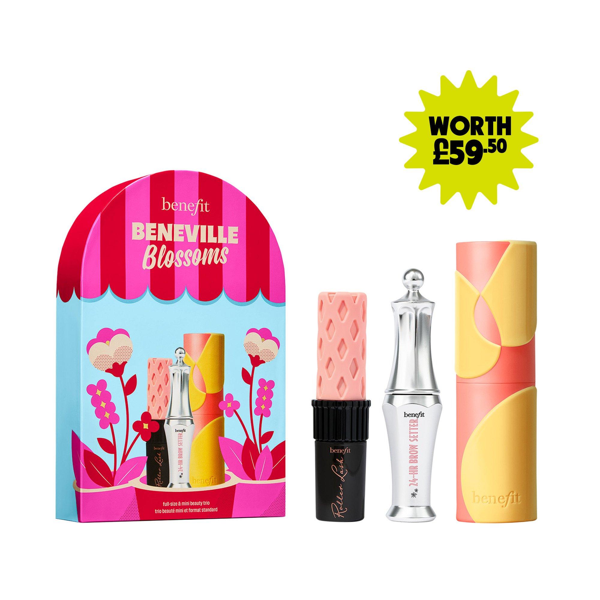 Multi - Benefit - Beneville Blossoms (worth £59) Juice Stick Gel Blush Roller Lash Mascara & Brow Gel Trio Gift Set - 4
