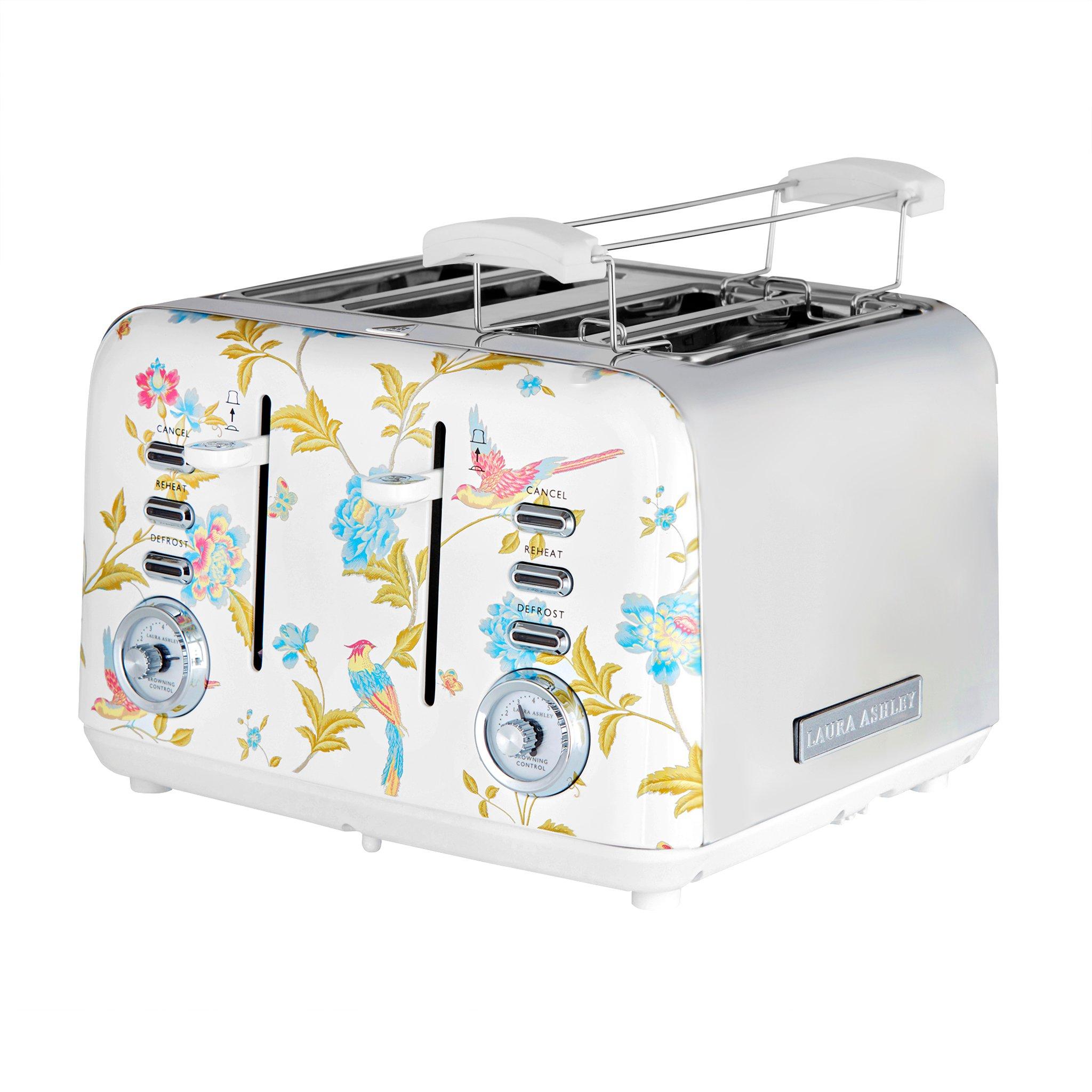 White - View Quest - Laura Ashley 4 Slice Toaster Elveden White Silver - 5