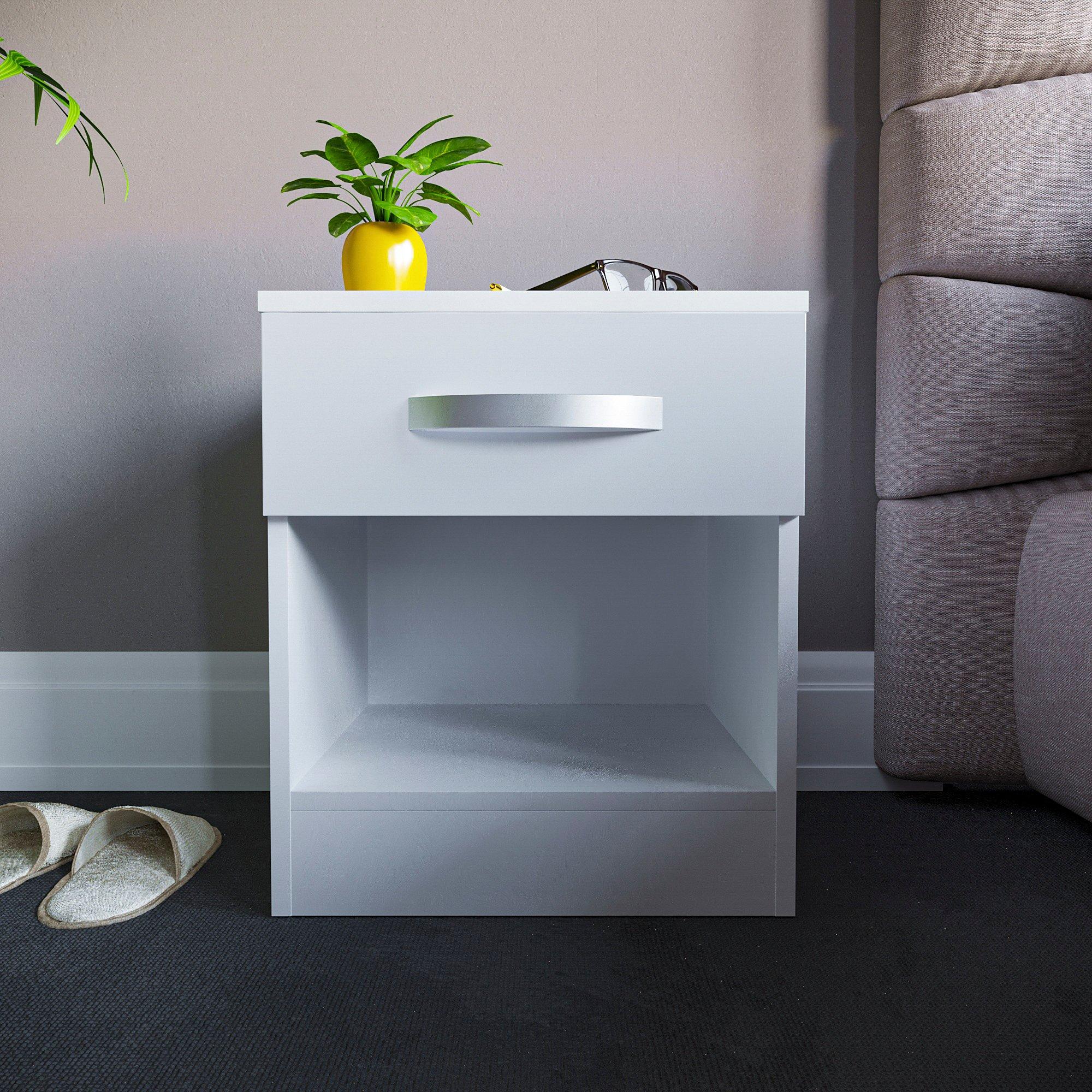 White - Lassic - Vida Designs Hulio 1 Drawer Bedside Cabinet - 3