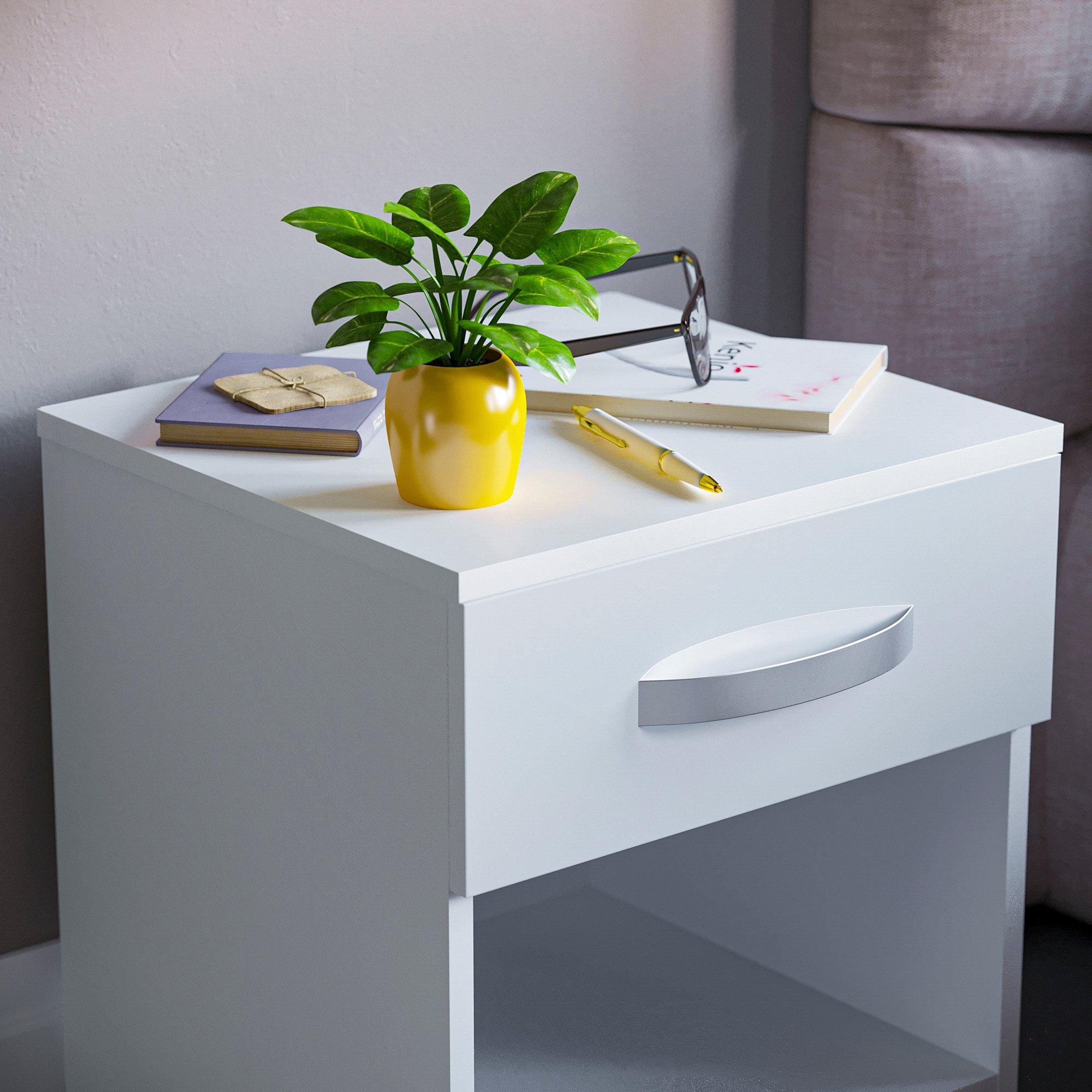 White - Lassic - Vida Designs Hulio 1 Drawer Bedside Cabinet - 4