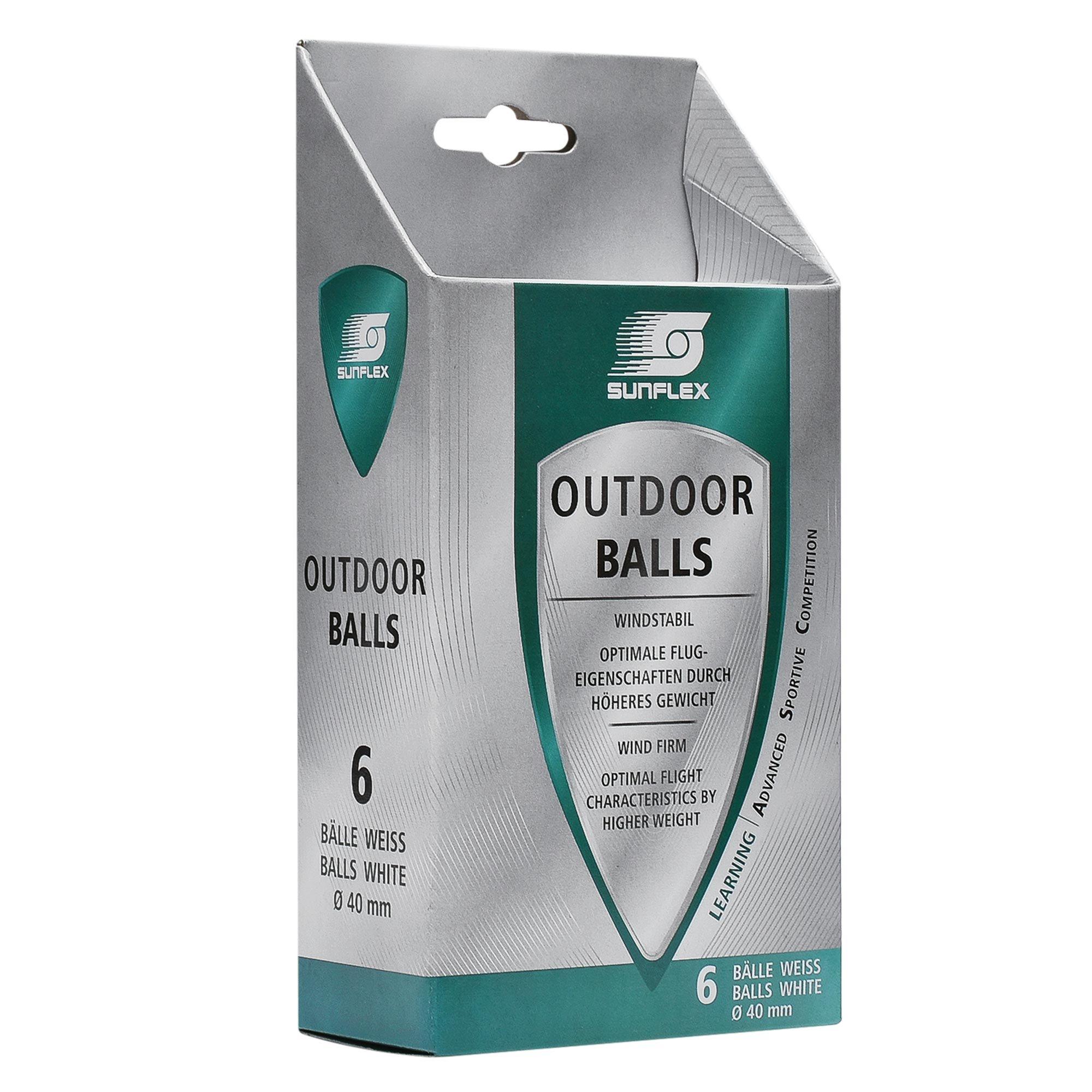 White - Sunflex - Outdoor Table Tennis Balls 6 Pack - 3