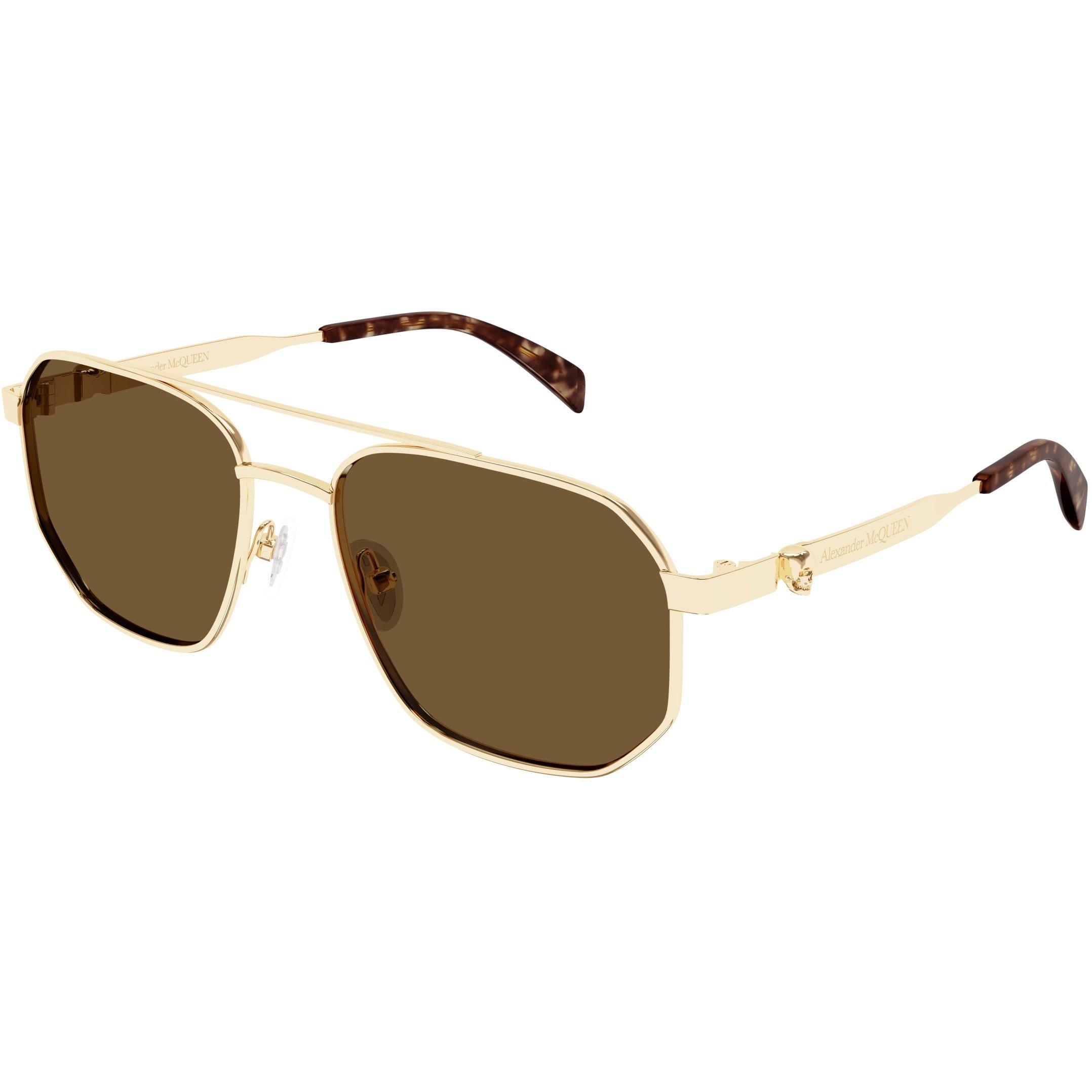 Gold/Brown - Alexander McQueen - Men's Aviator Sunglasses - 1