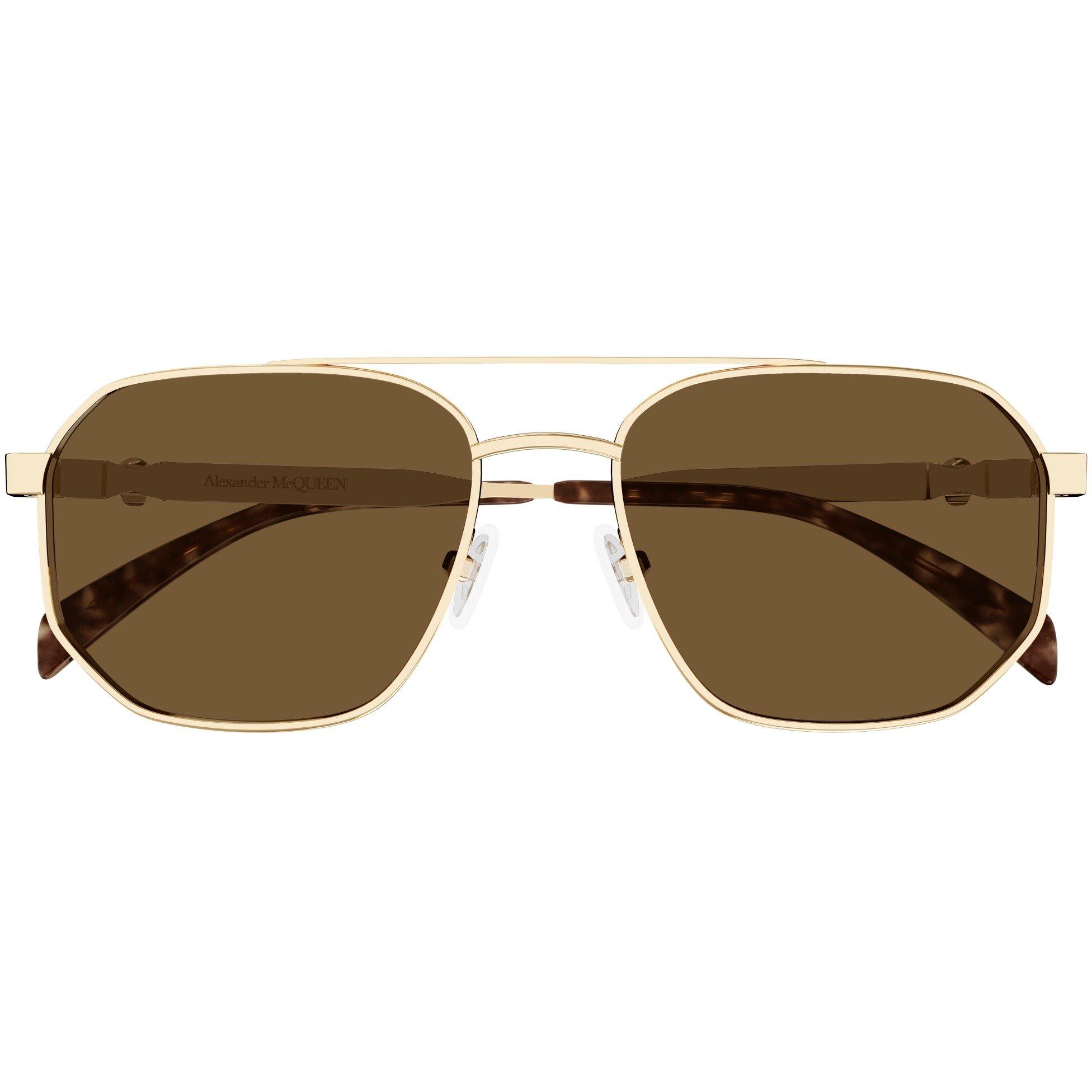 Gold/Brown - Alexander McQueen - Men's Aviator Sunglasses - 5