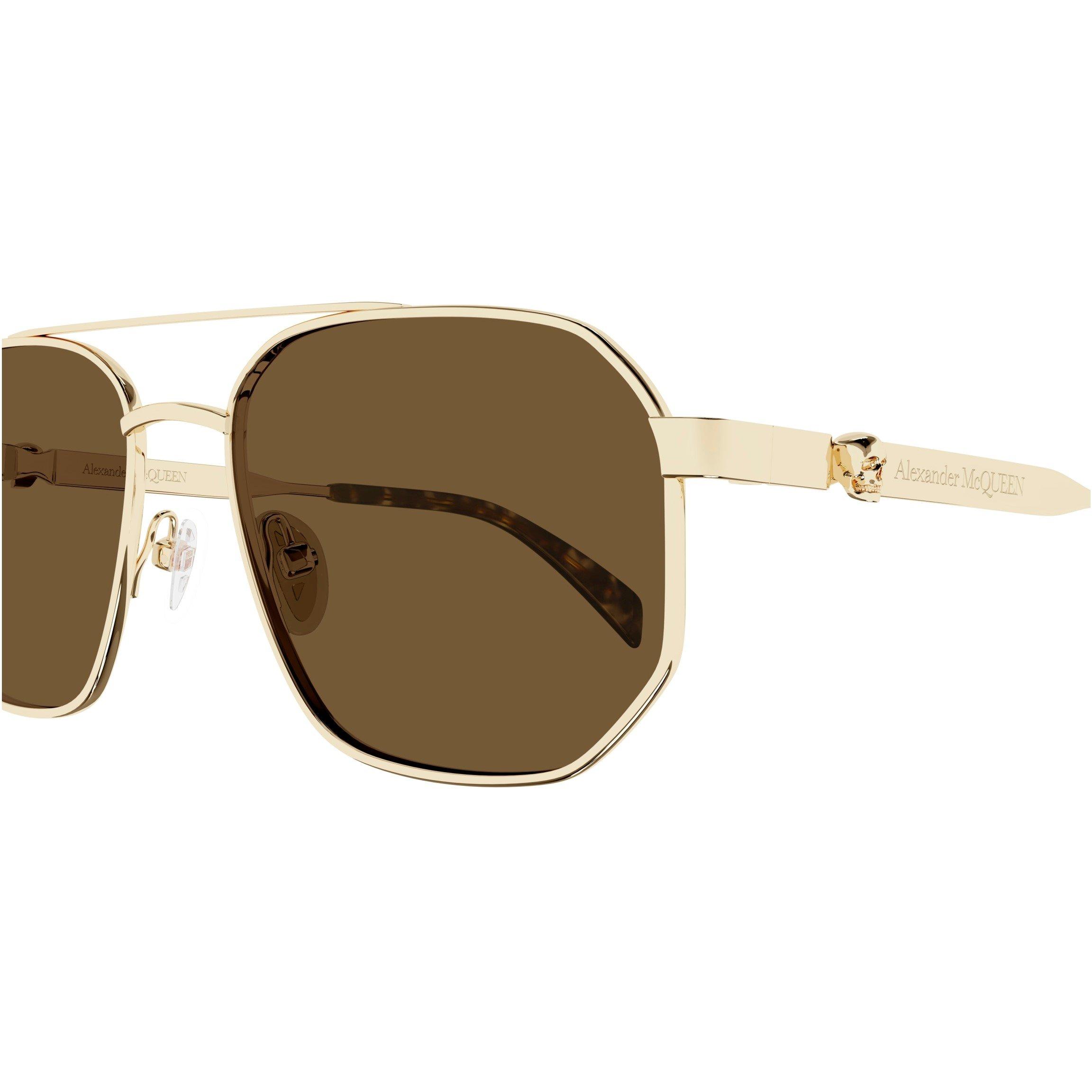Gold/Brown - Alexander McQueen - Men's Aviator Sunglasses - 4