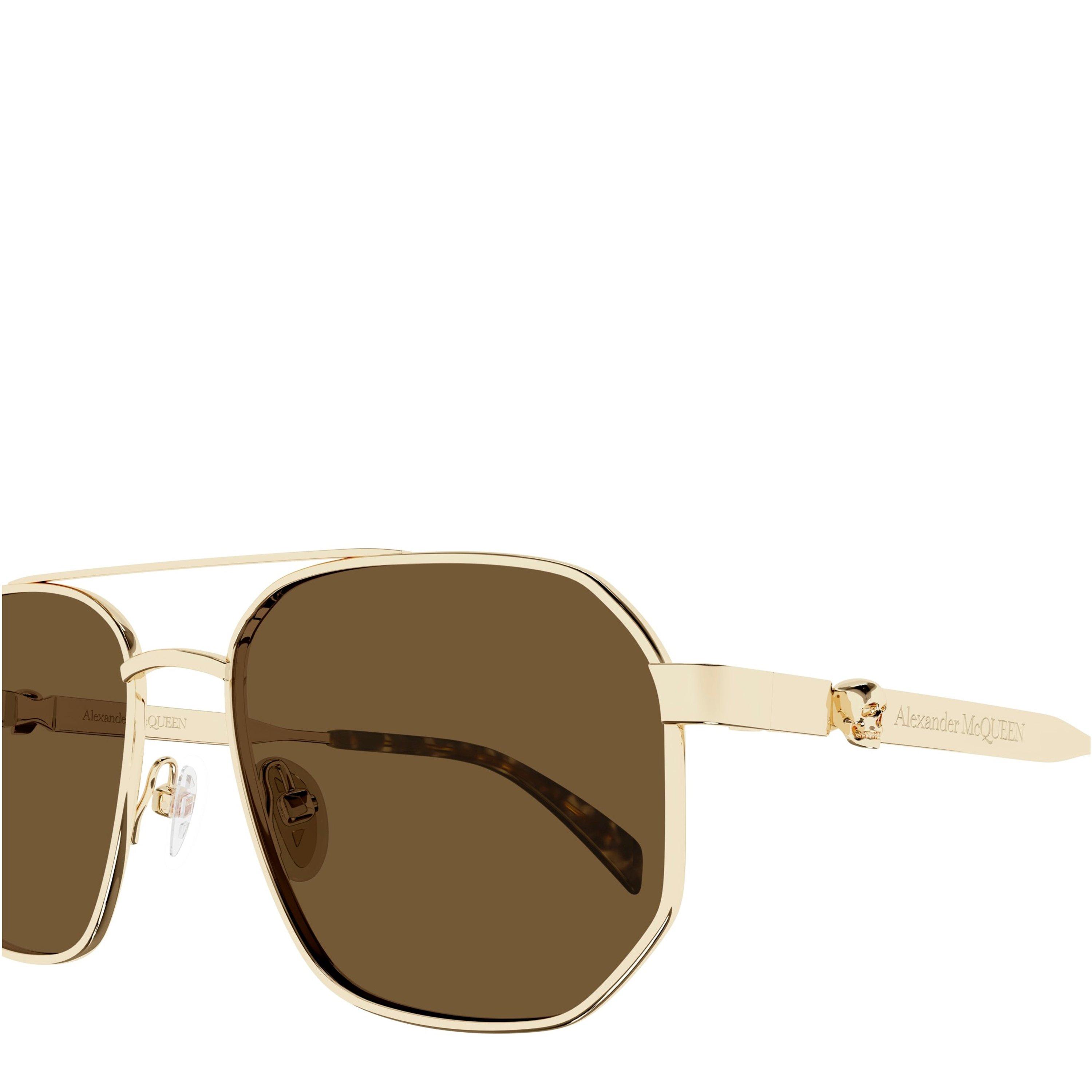 Gold/Brown - Alexander McQueen - Men's Aviator Sunglasses - 4
