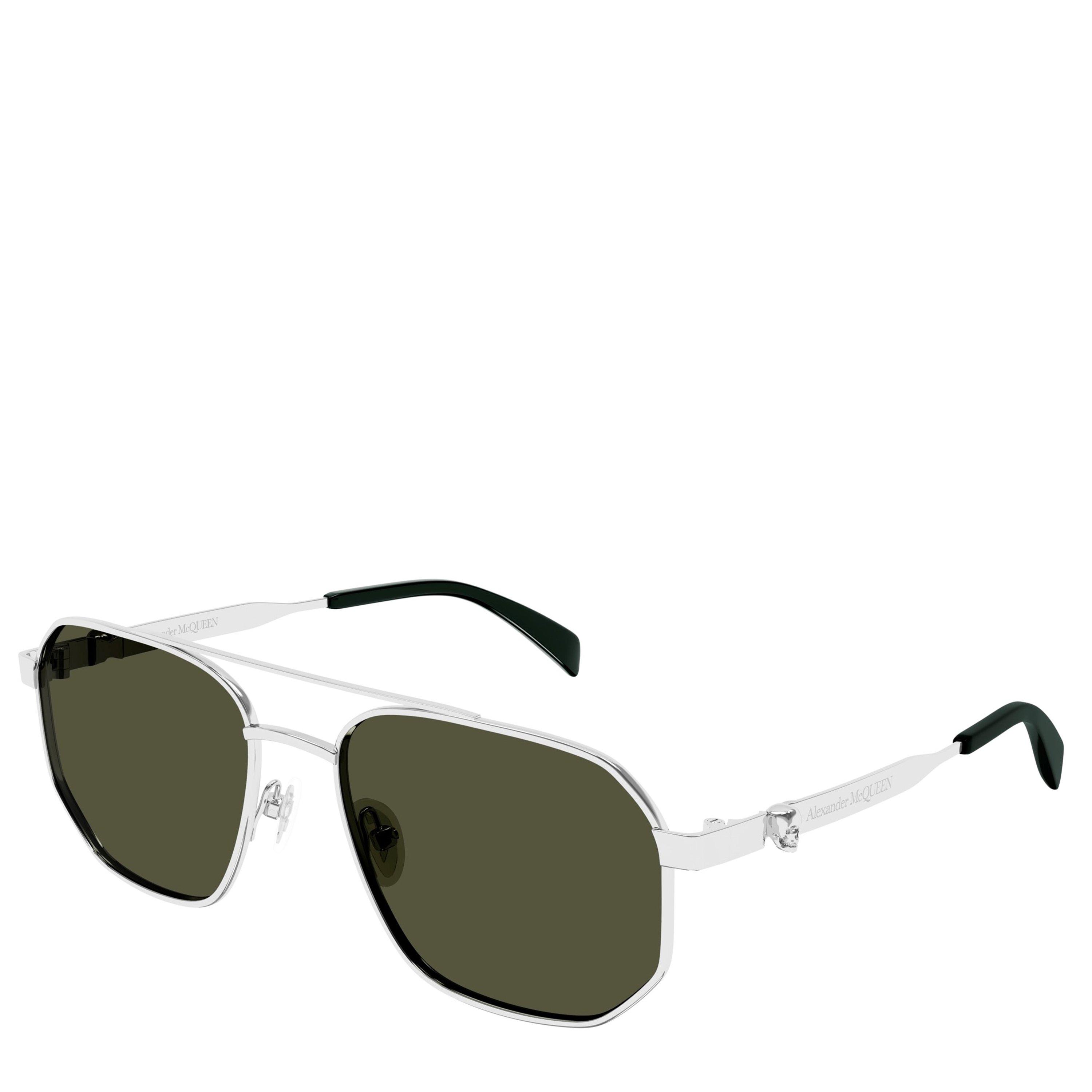Alexander Mcqueen Men's Aviator Sunglasses - Silver/Green