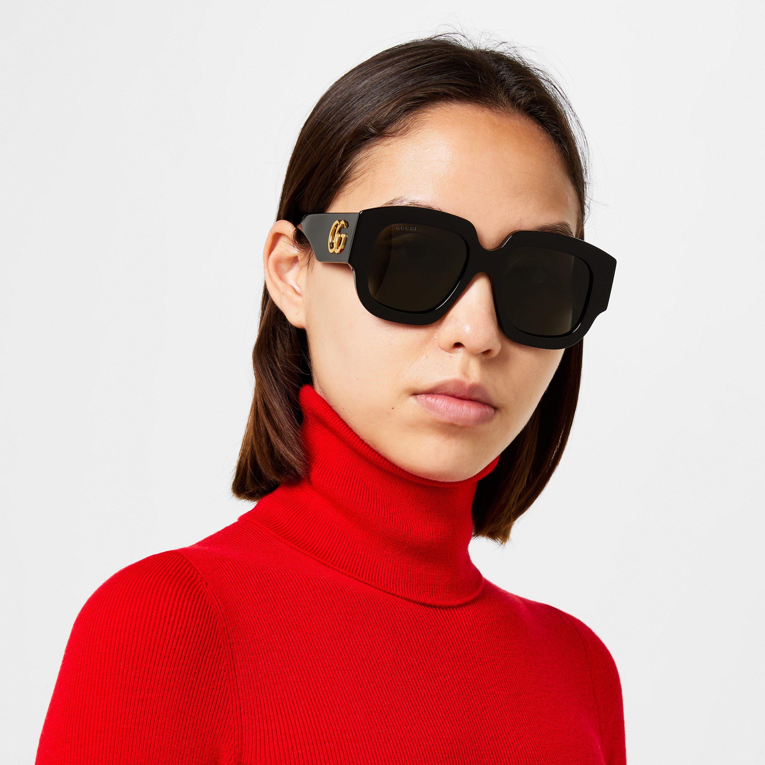 Black/Grey - Gucci - Double G Square Sunglasses - 2