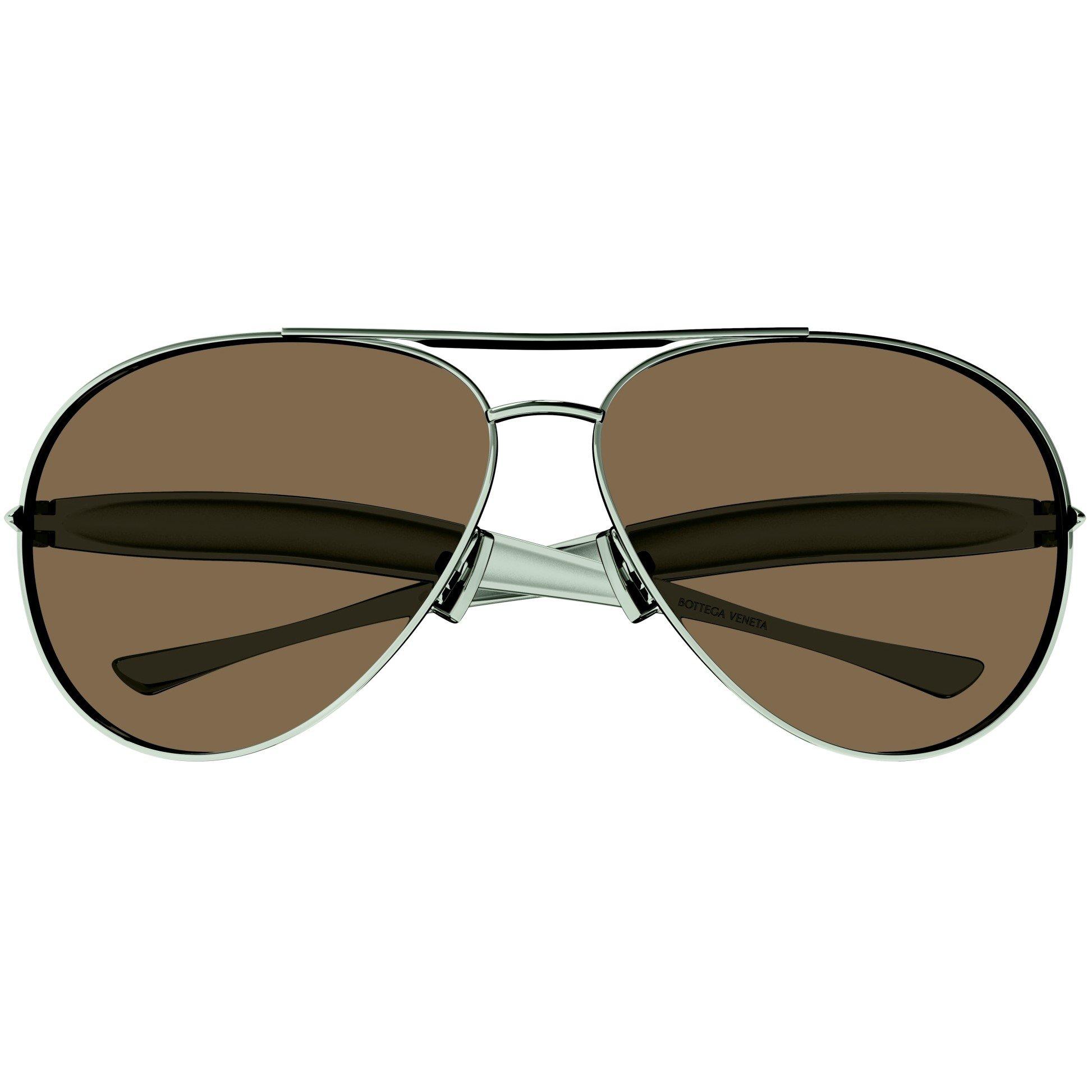 Silver/Brown - Bottega Veneta - Women's Aviator Sunglasses - 2