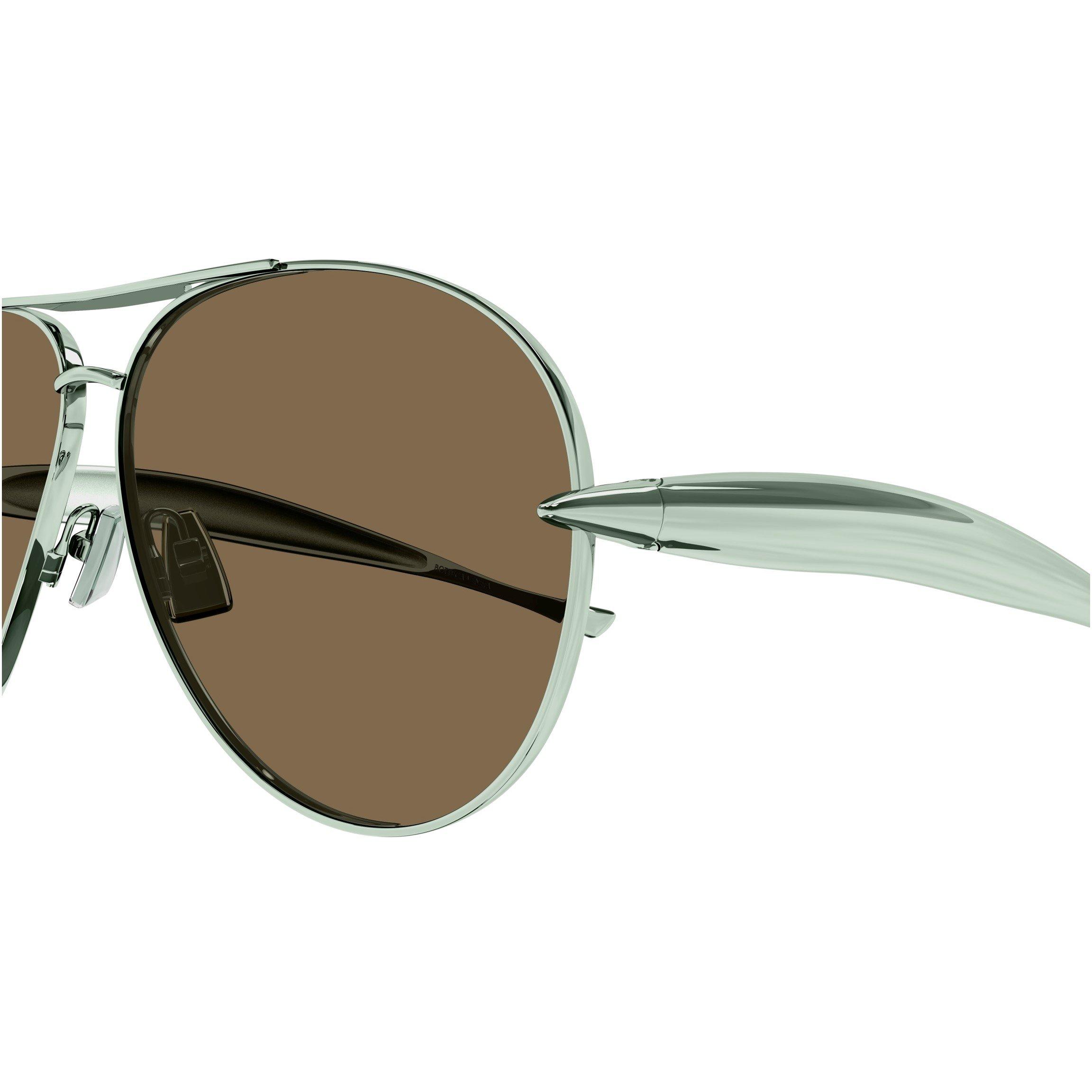 Silver/Brown - Bottega Veneta - Women's Aviator Sunglasses - 3