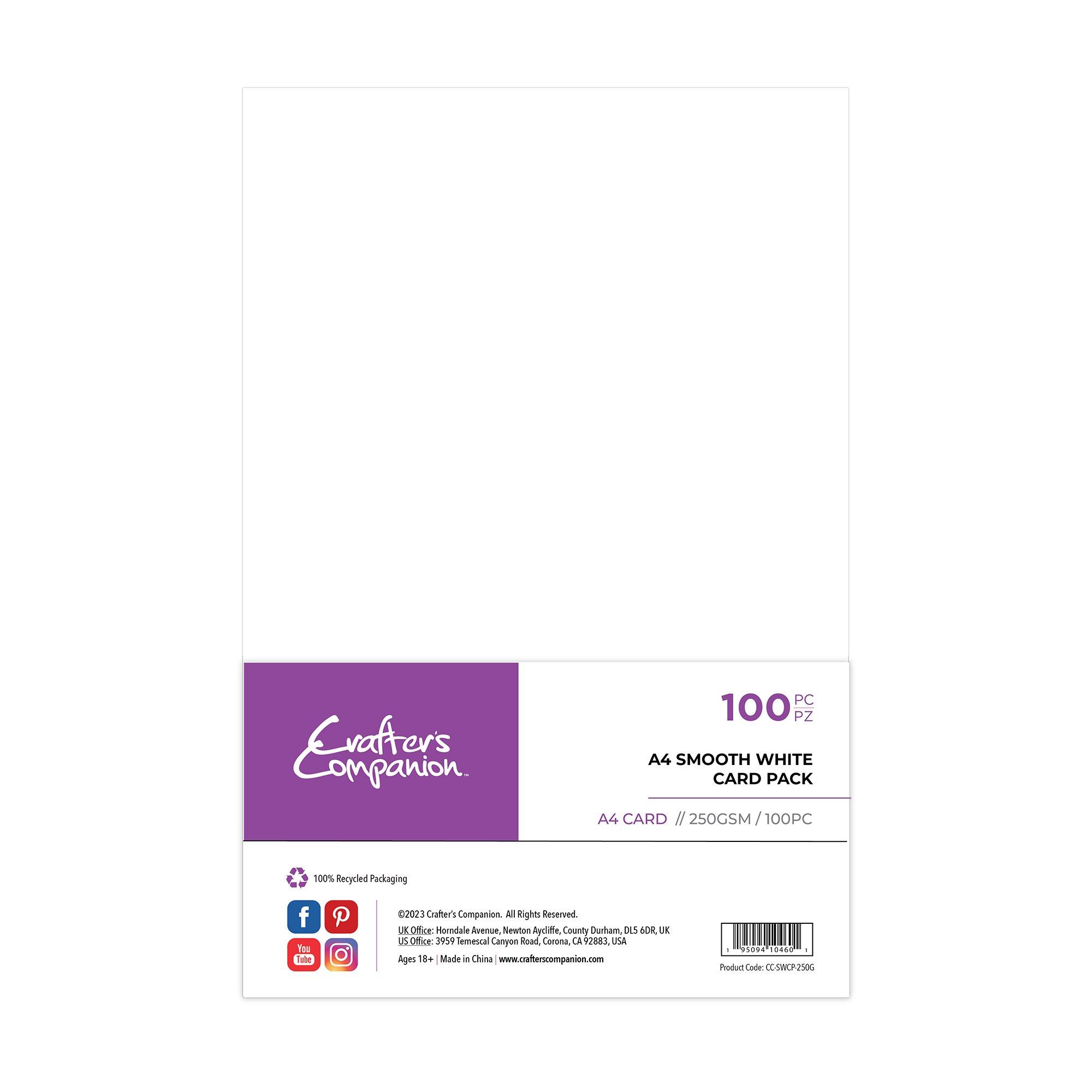 Multi - Crafters Companion - A4 Smooth White Card Pack 250GSM 100pc - 1