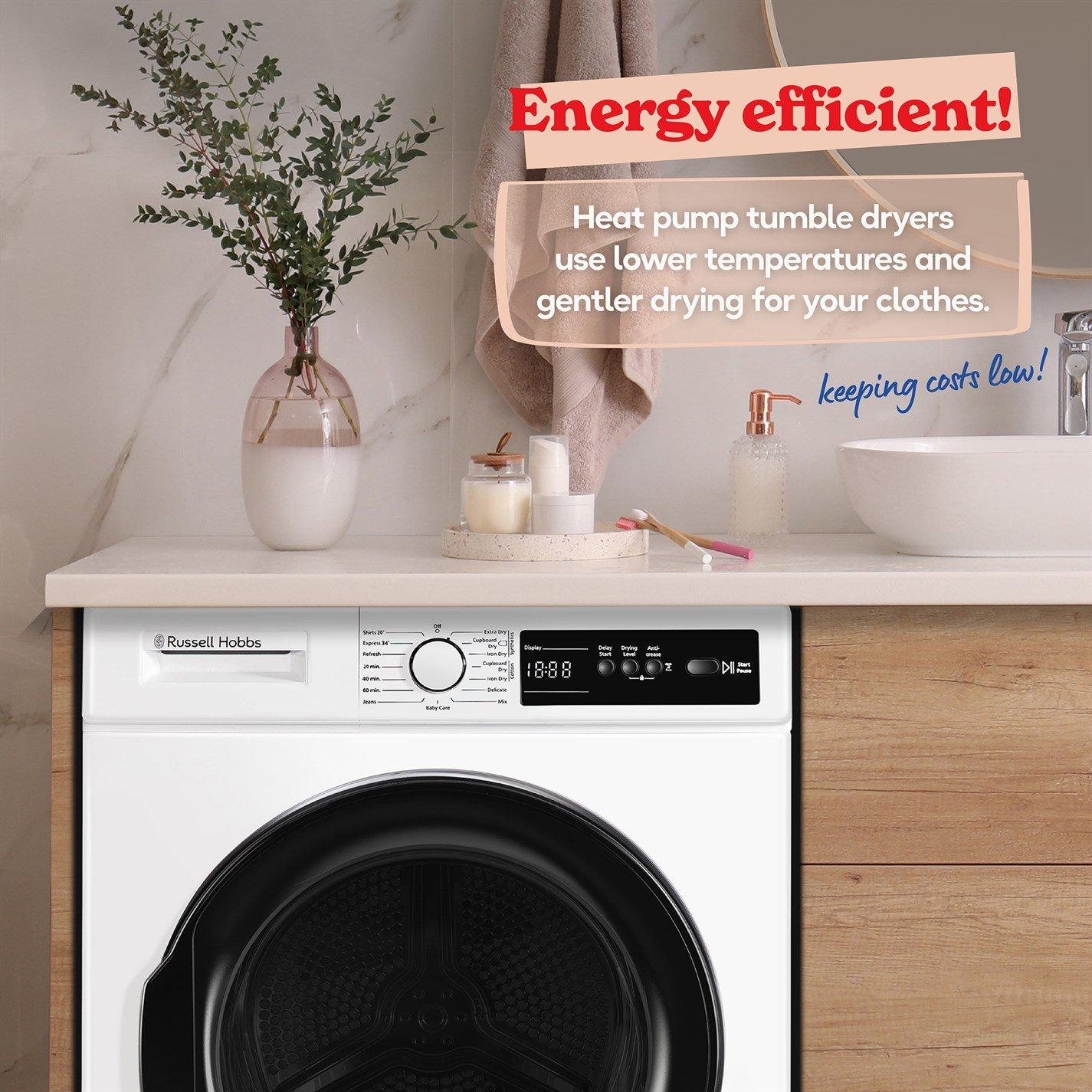 White - Russell Hobbs - RH9HPTD111W Heat Pump Tumble Dryer - 9