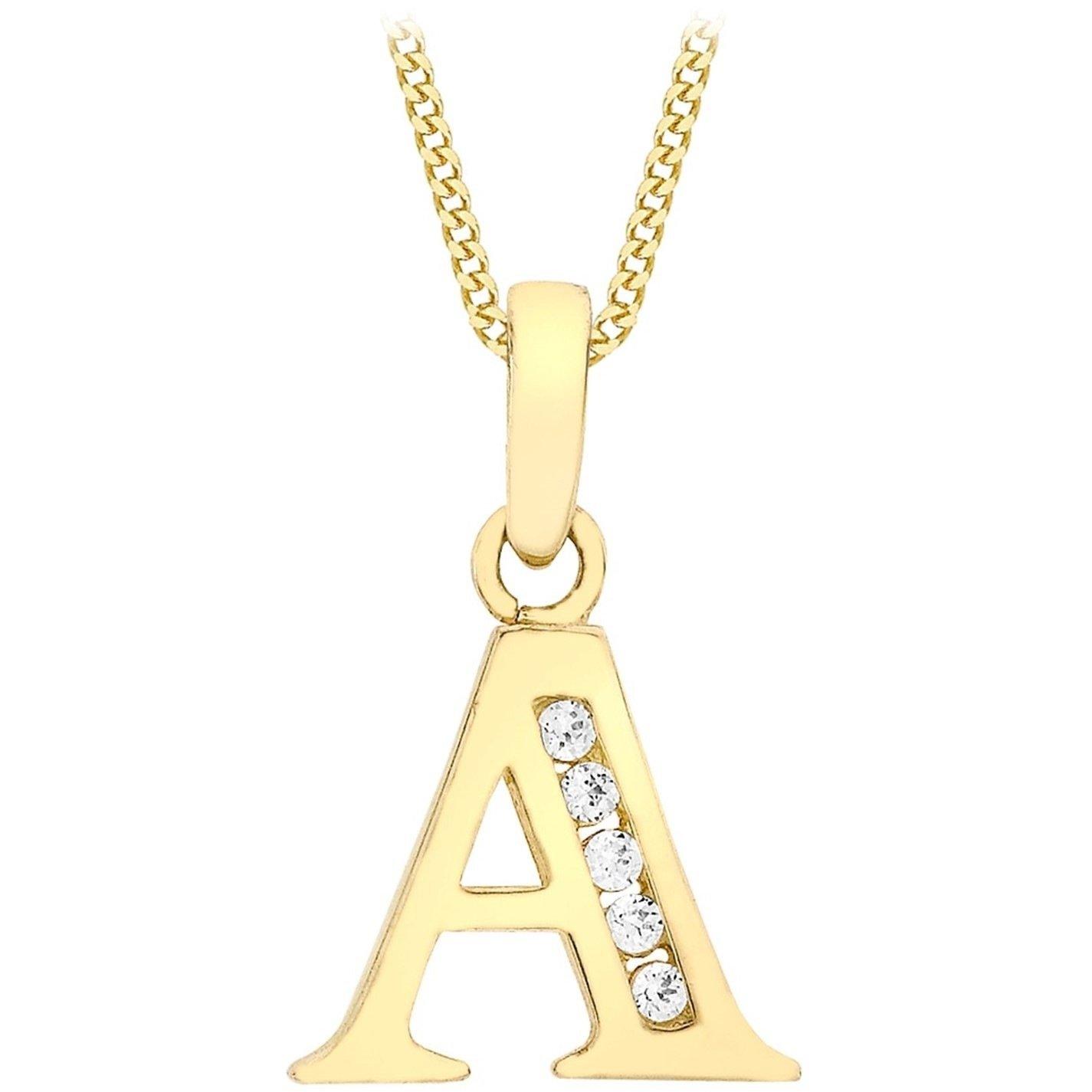 Yellow Gold - Be You - 9ct Gold CZ Initial Necklace - 1