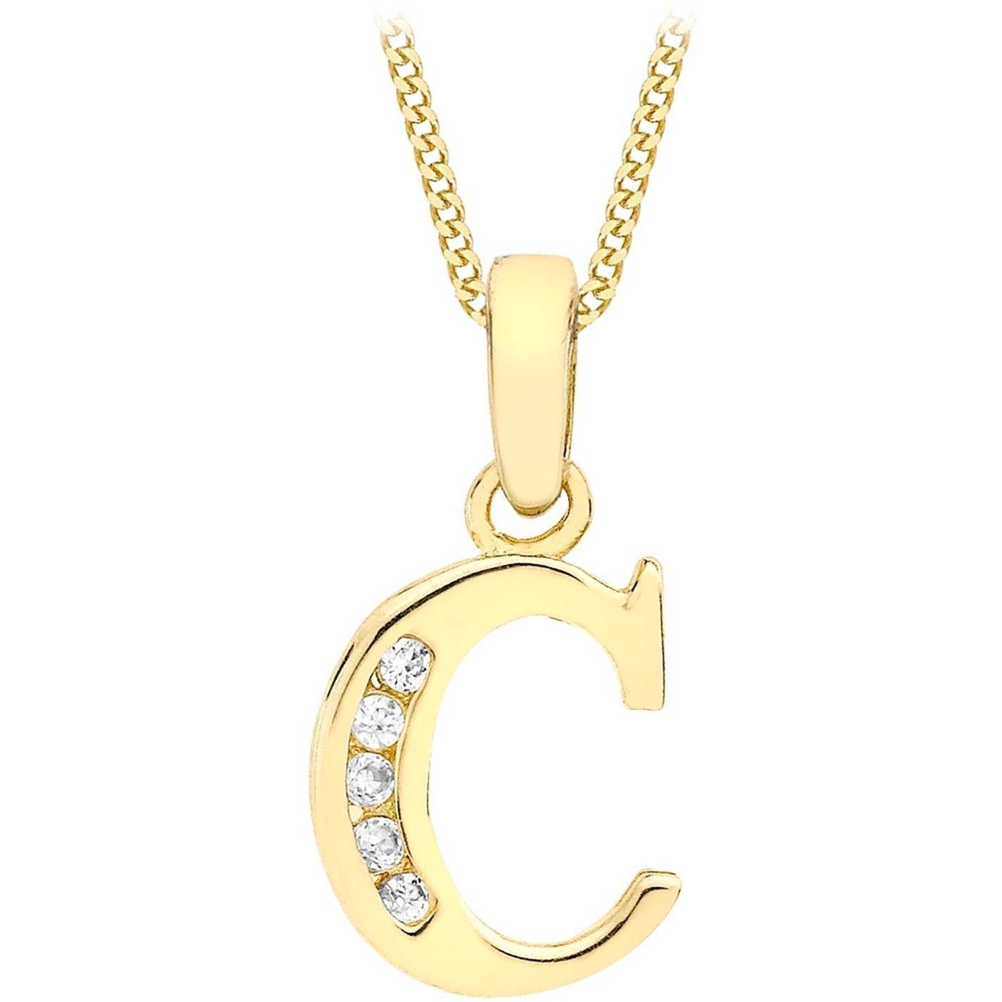Yellow Gold - Be You - 9ct Gold CZ Initial Necklace - 5