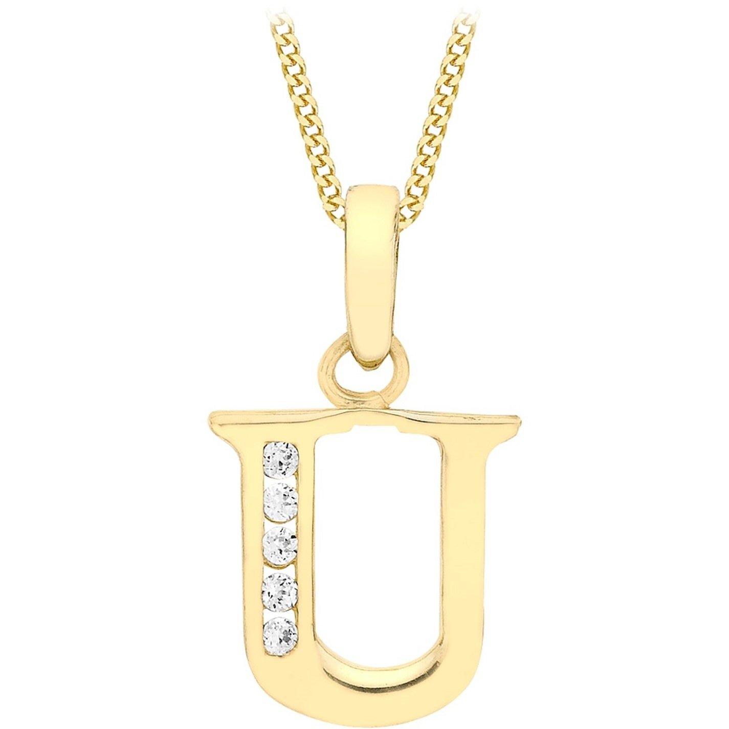 Yellow Gold - Be You - 9ct Gold CZ Initial Necklace - 7